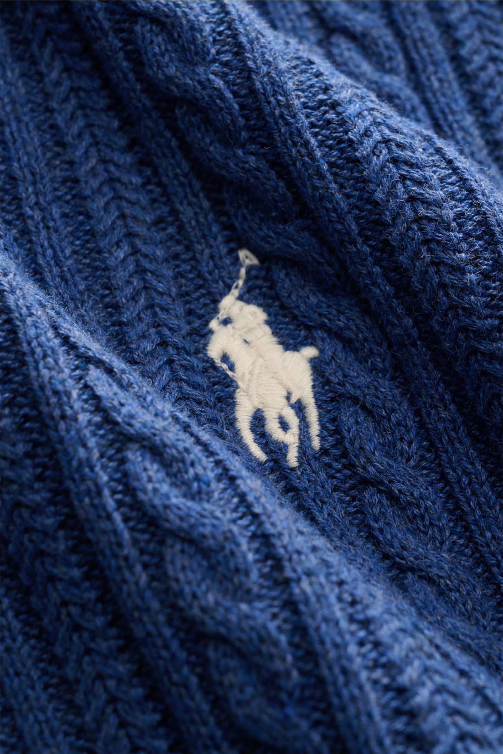 Close-up front view of Polo Ralph Lauren Short sleeve knit polo shirt navy showing fine cable knit pattern and embroidered white logo.

Versatile classic: This short-sleeved knit polo by POLO RALPH LAUREN delivers maximum comfort and catches the eye on