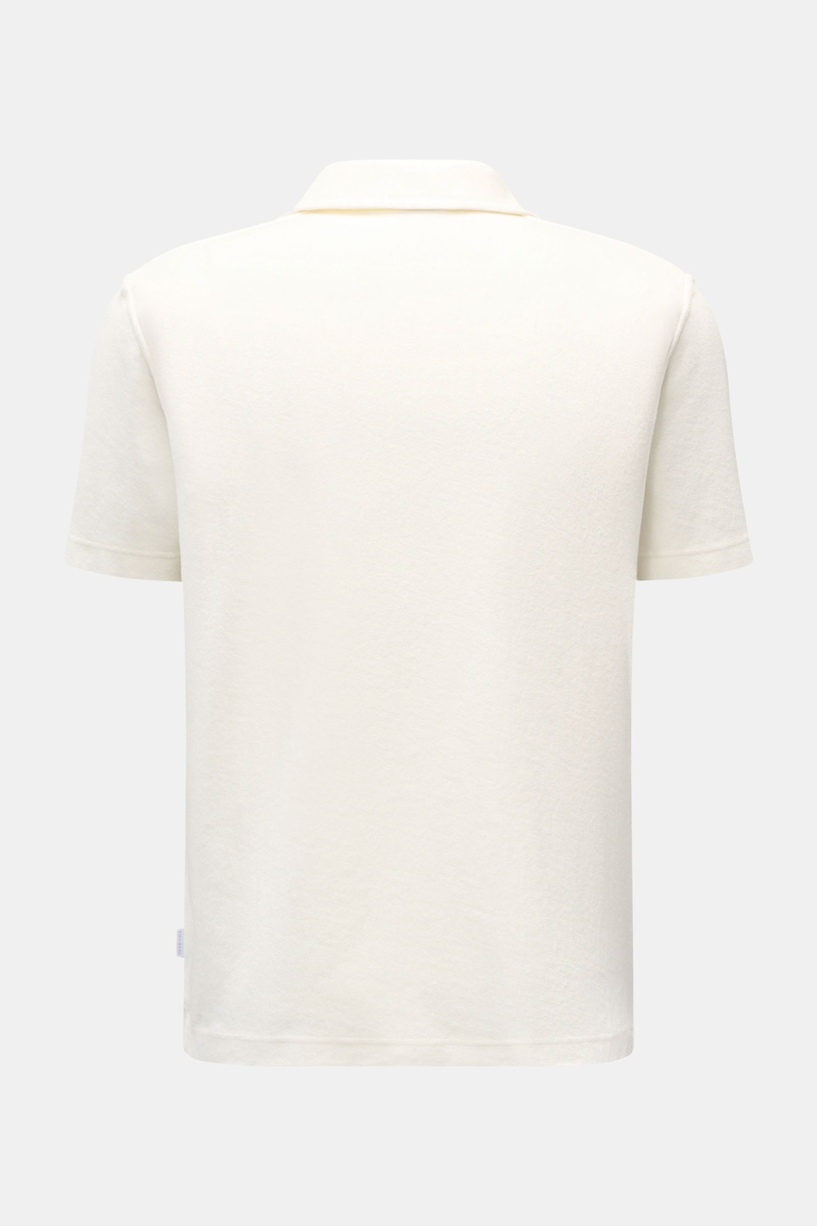 04651/ A trip in a bag Frottee-Poloshirt 'Terry Polo' offwhite Rückansicht, reine Baumwolle, Regular Fit, Polokragen, kurze Ärmel, Weblabel seitlich