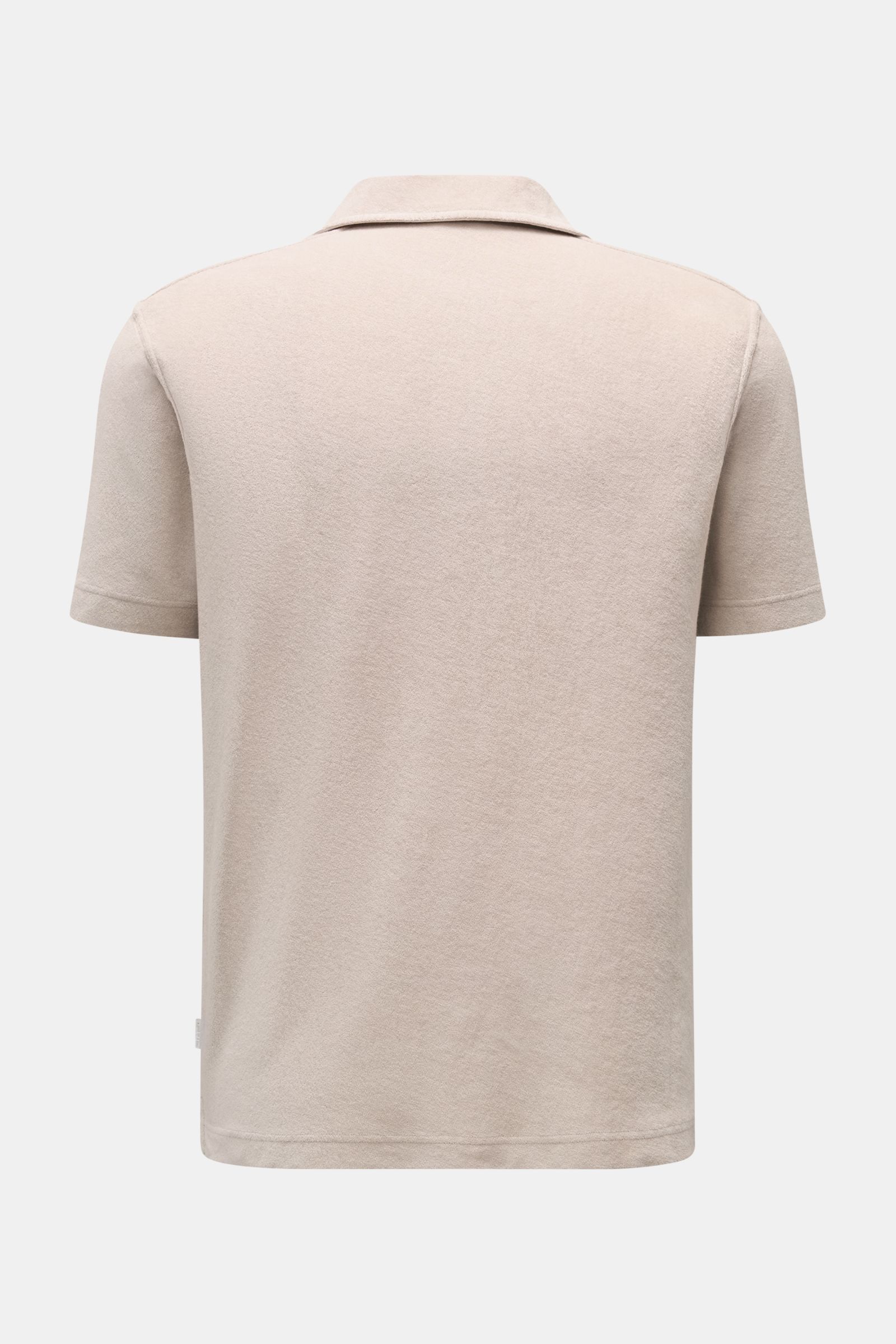 Beige 04651/ A trip in a bag Frottee-Poloshirt 'Terry Polo' aus reiner Baumwolle, Rückansicht, Regular Fit, Polokragen, kurze Saumschlitze.