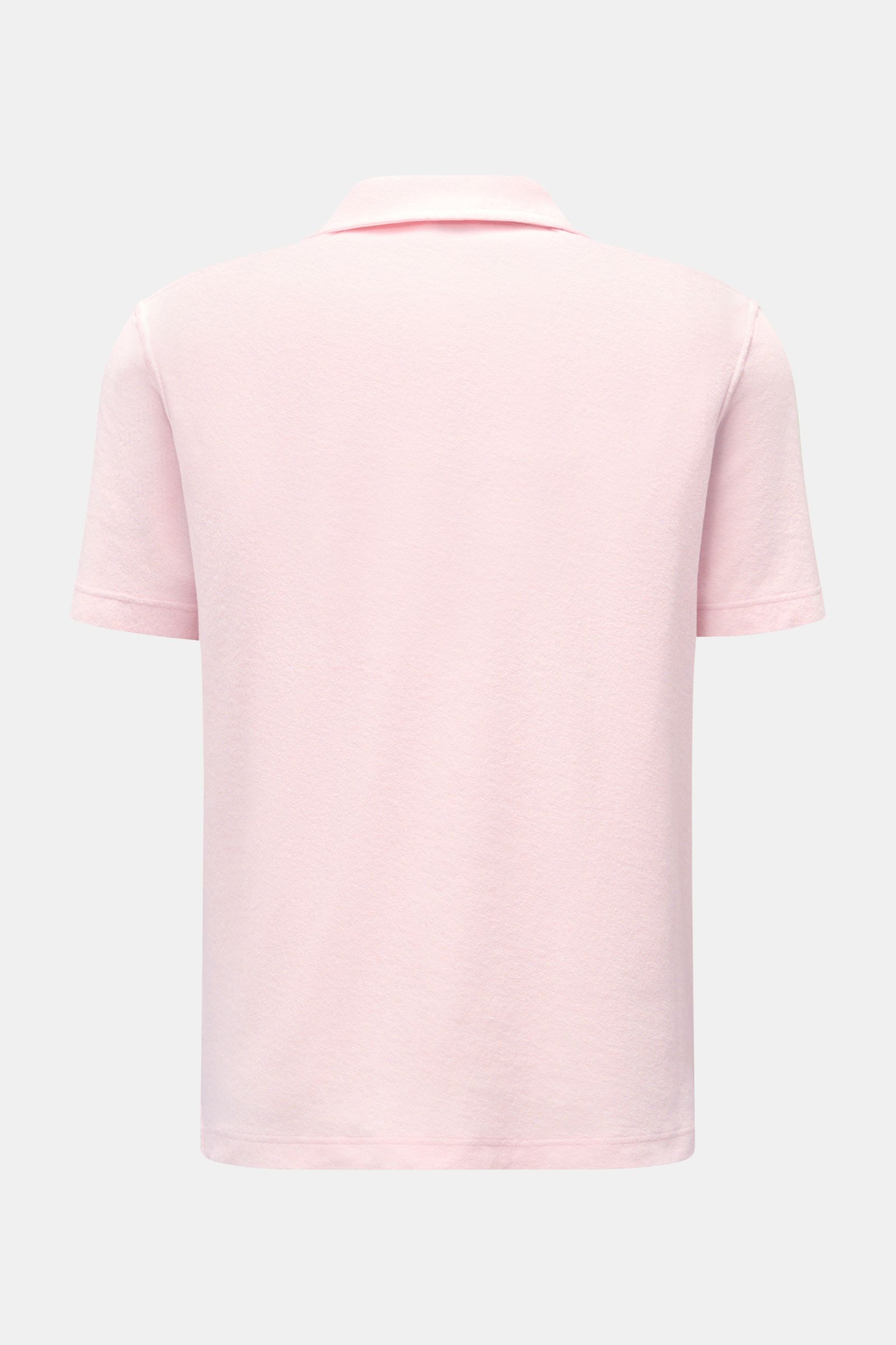 04651/ A trip in a bag Frottee-Poloshirt 'Terry Polo' rosé, Rückansicht, halbarm, Baumwolle, Regular Fit, Polokragen, kurze Saumschlitze