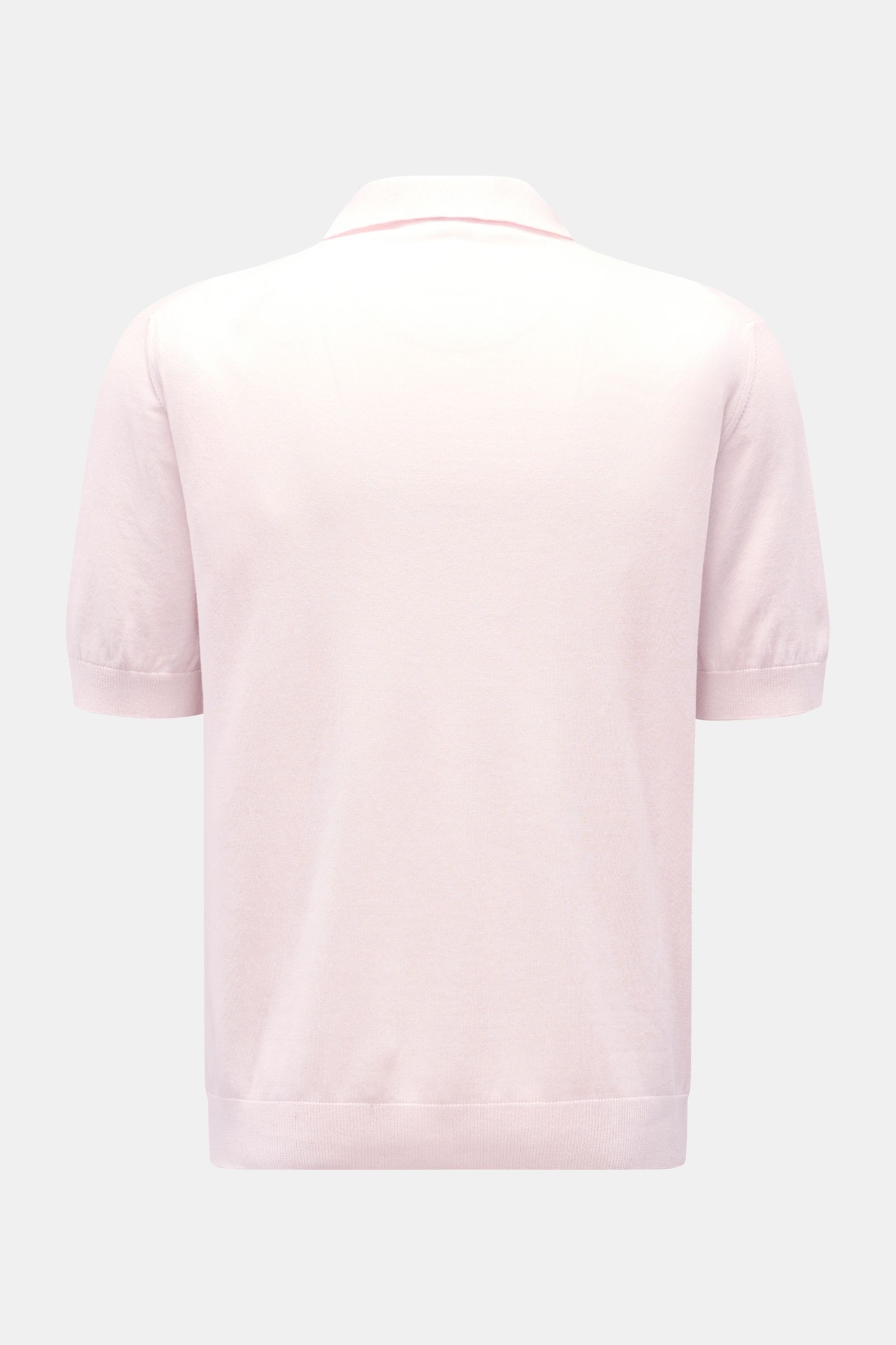 Rückansicht des 04651/ A trip in a bag Kurzarm-Strickpolo 'Pima Cotton' rosé aus feiner Pima-Baumwolle, Slim Fit, mit gestricktem Polokragen, Drei-Knopf-Leiste und flexiblen Rippbündchen.