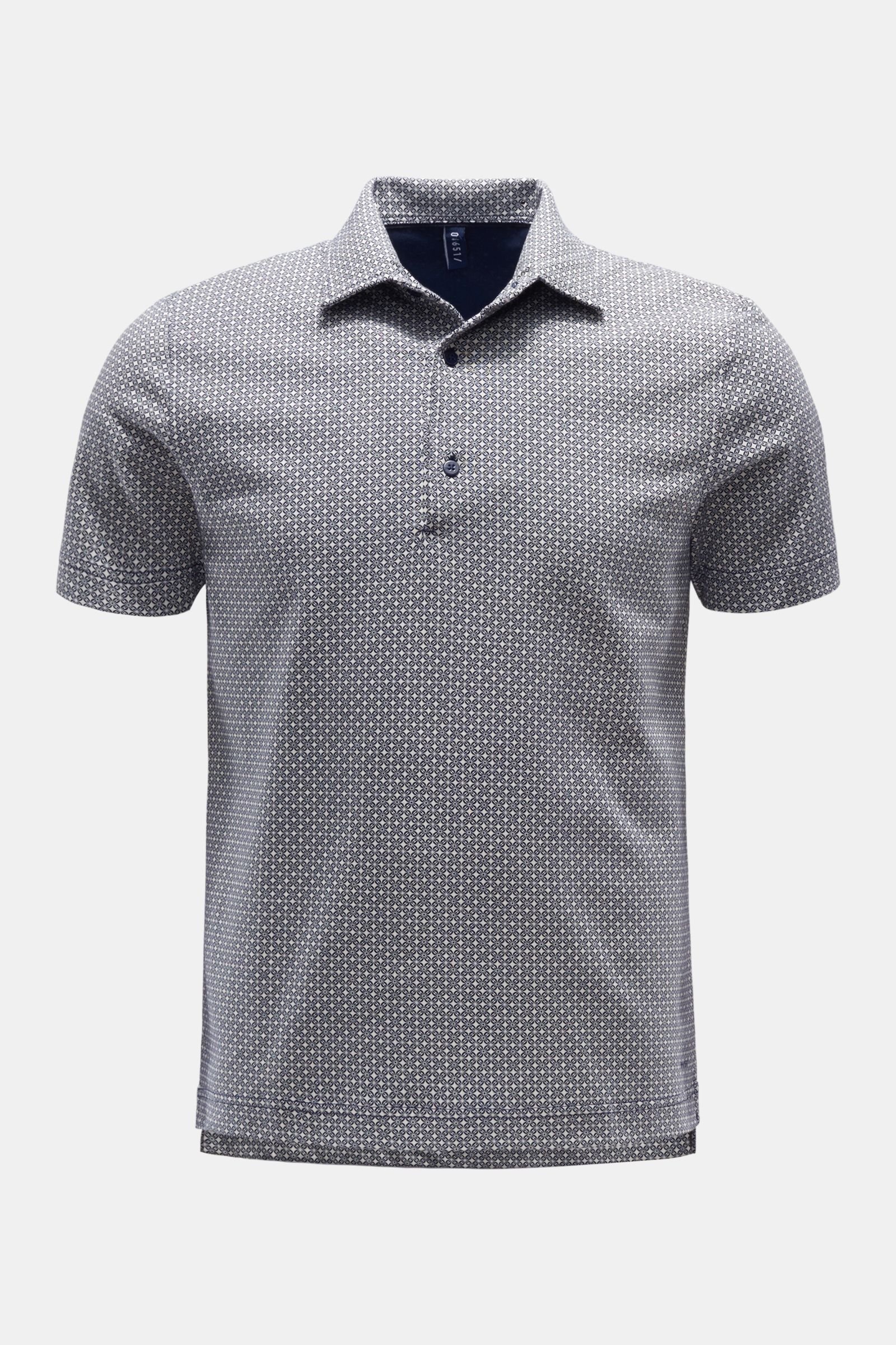 Jersey polo shirt navy patterned