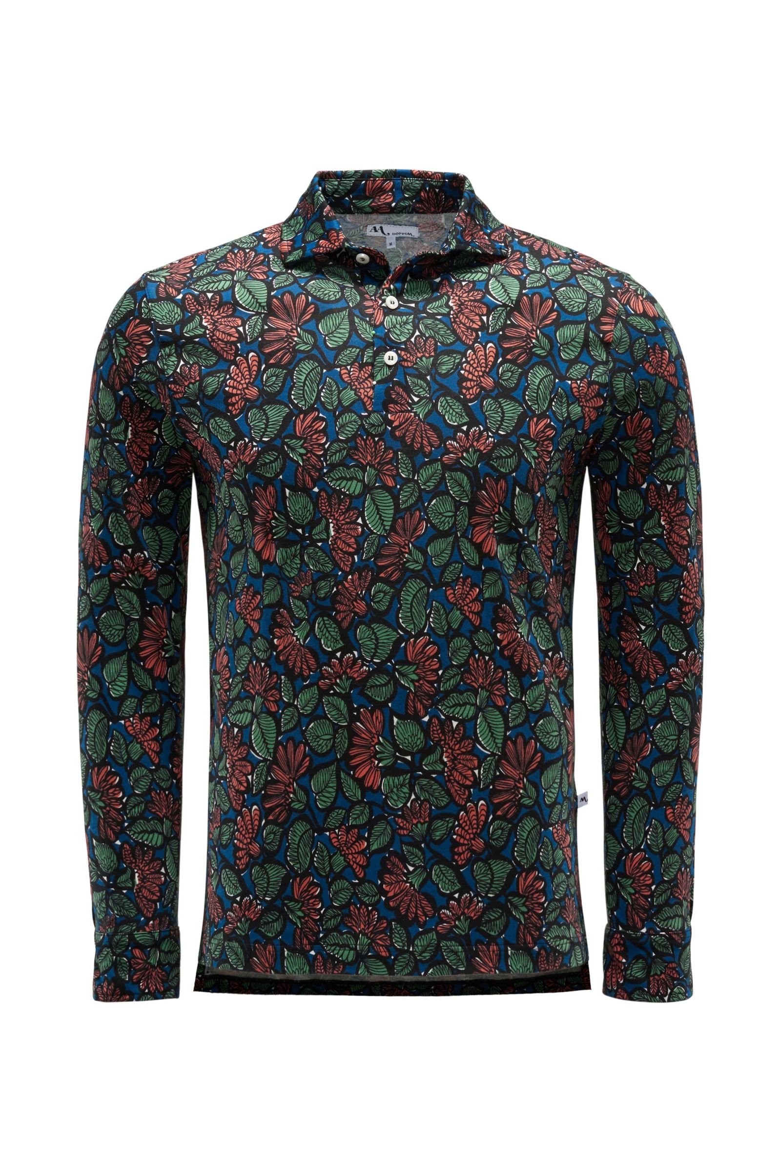 Long sleeve polo shirt 'Aapollo' dark blue/green patterned