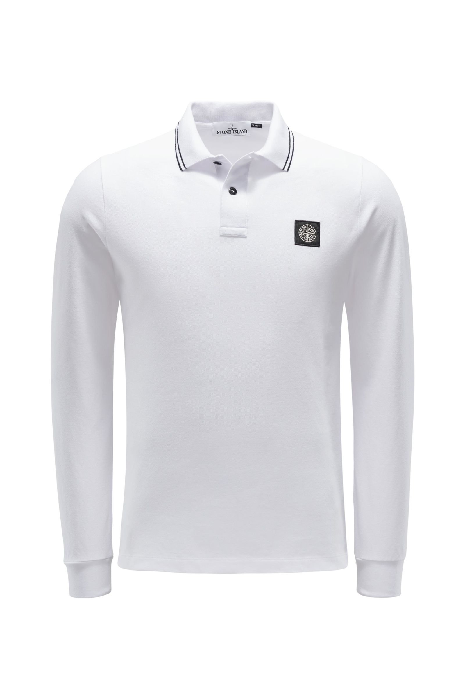Longsleeve-Poloshirt weiß