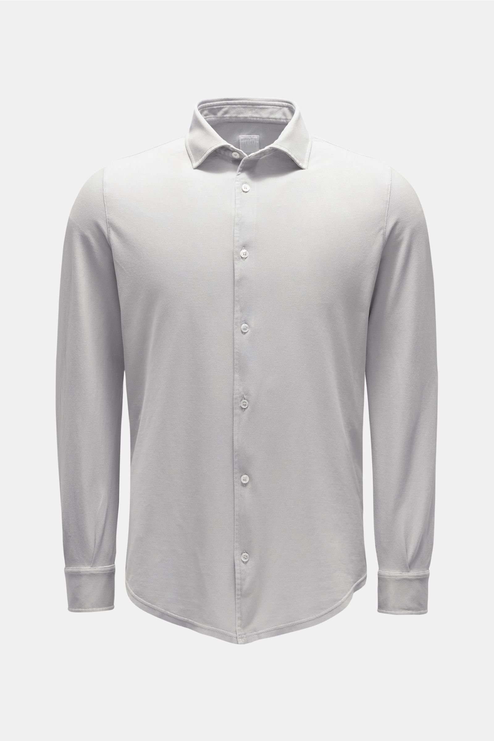 Piqué shirt 'Steve' slim collar light grey