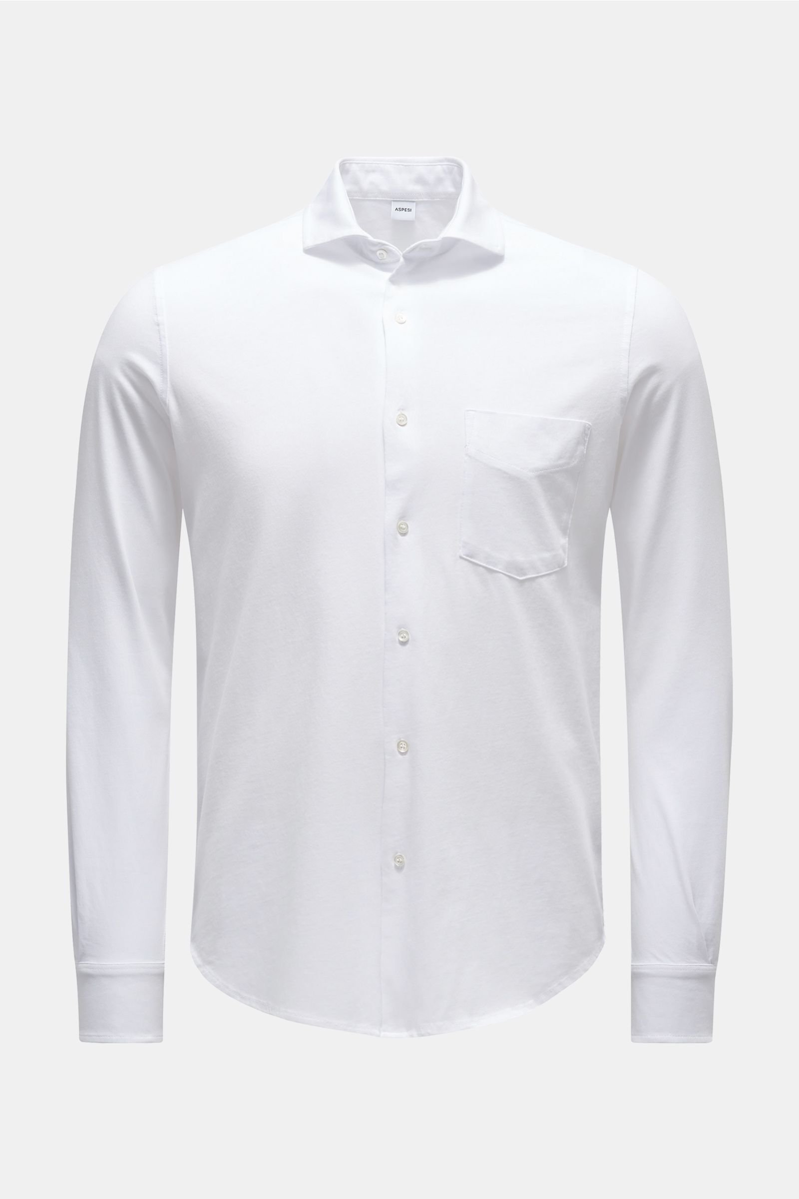 Jersey shirt slim collar white