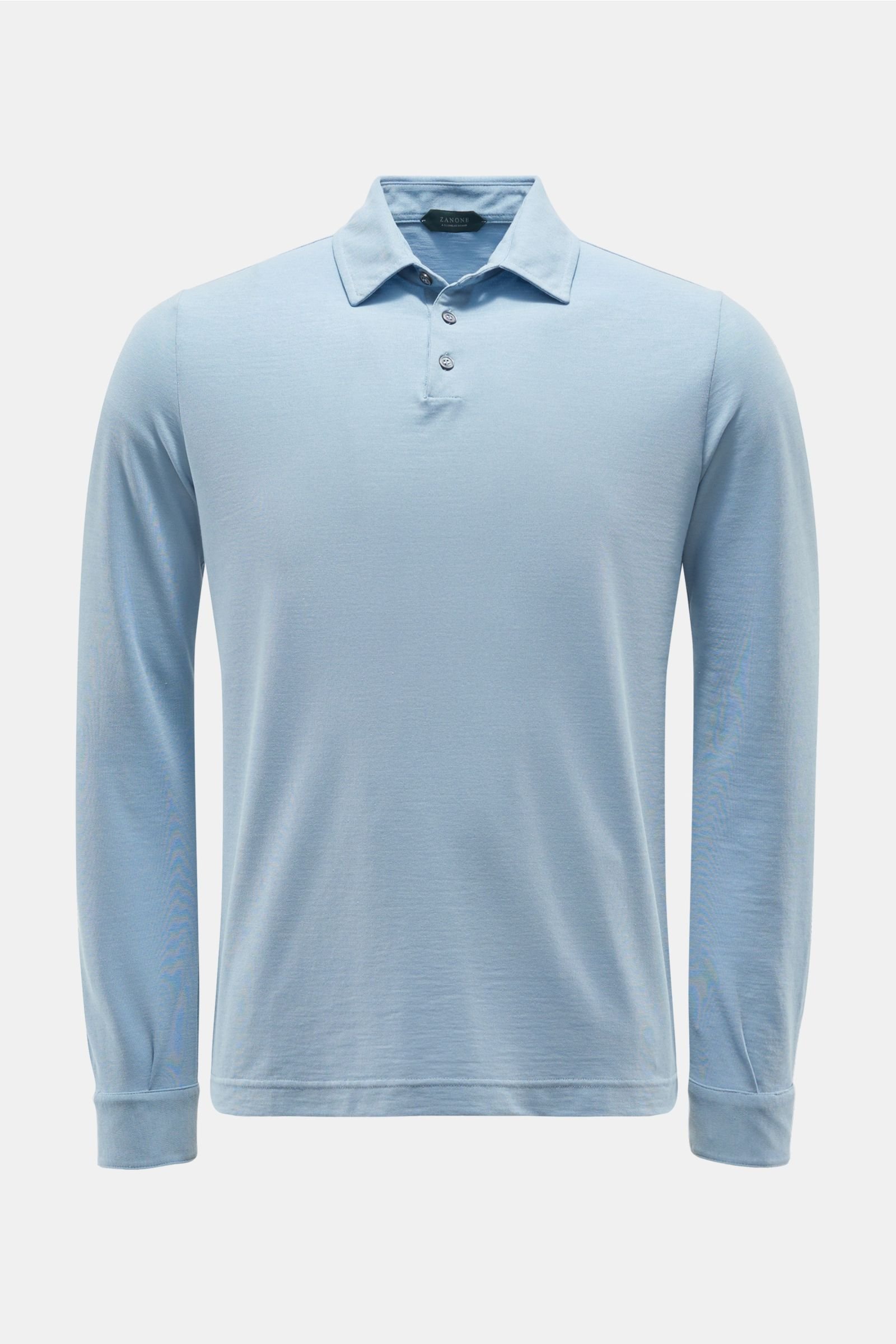Long sleeve polo shirt light blue