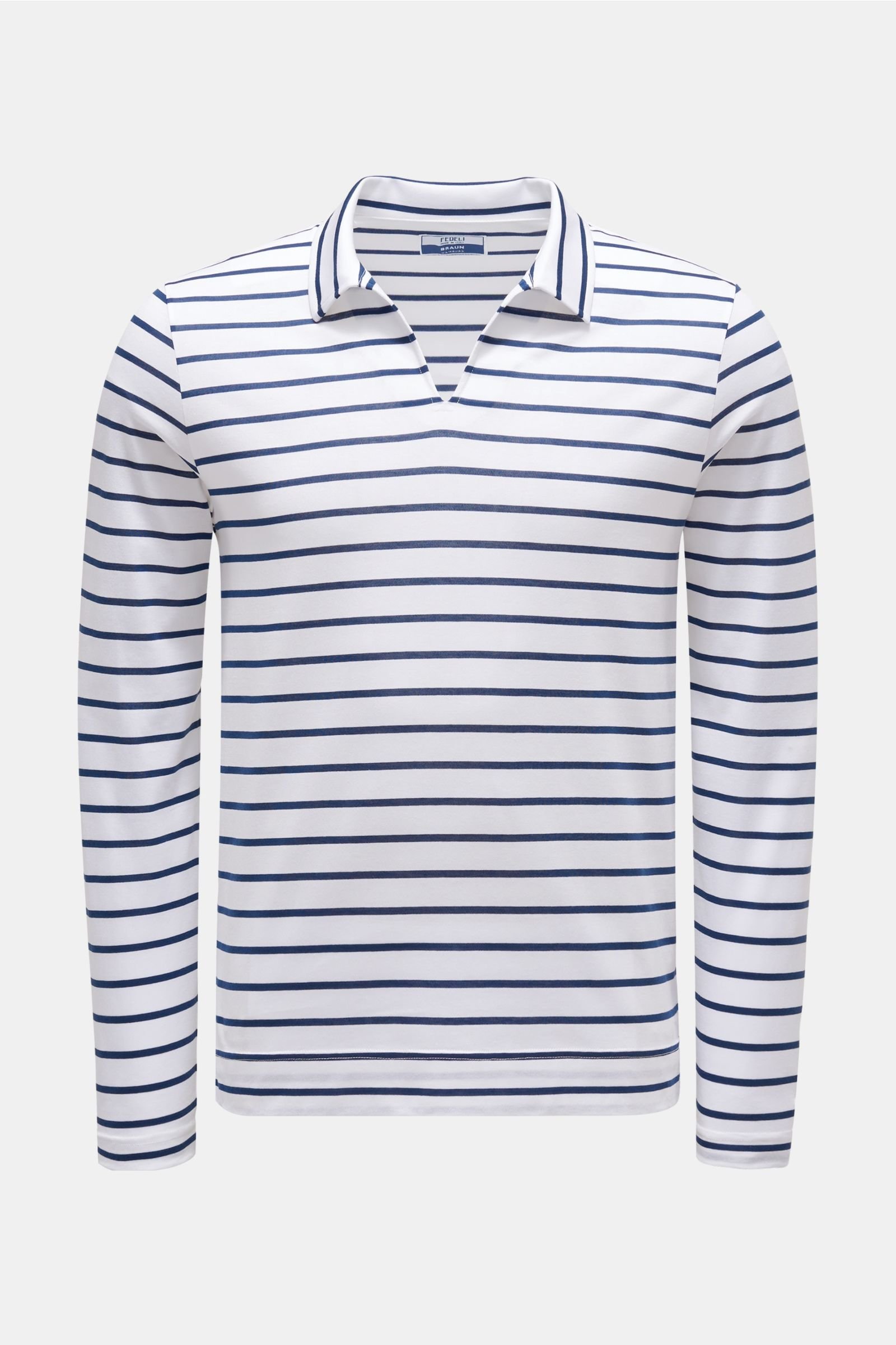 Long sleeve polo shirt 'Peter' navy/white striped