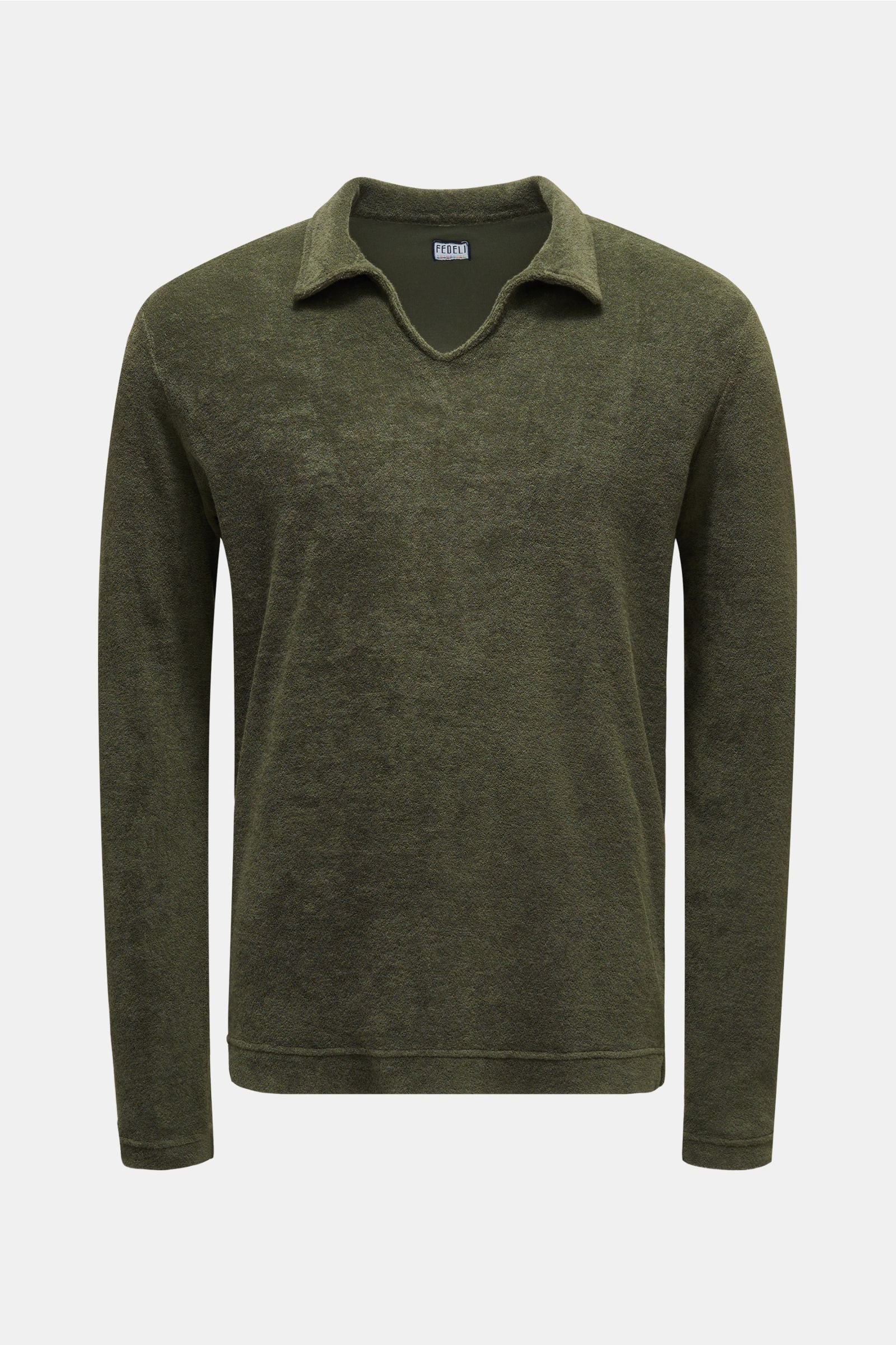 Terry long sleeve polo shirt 'Peter' olive