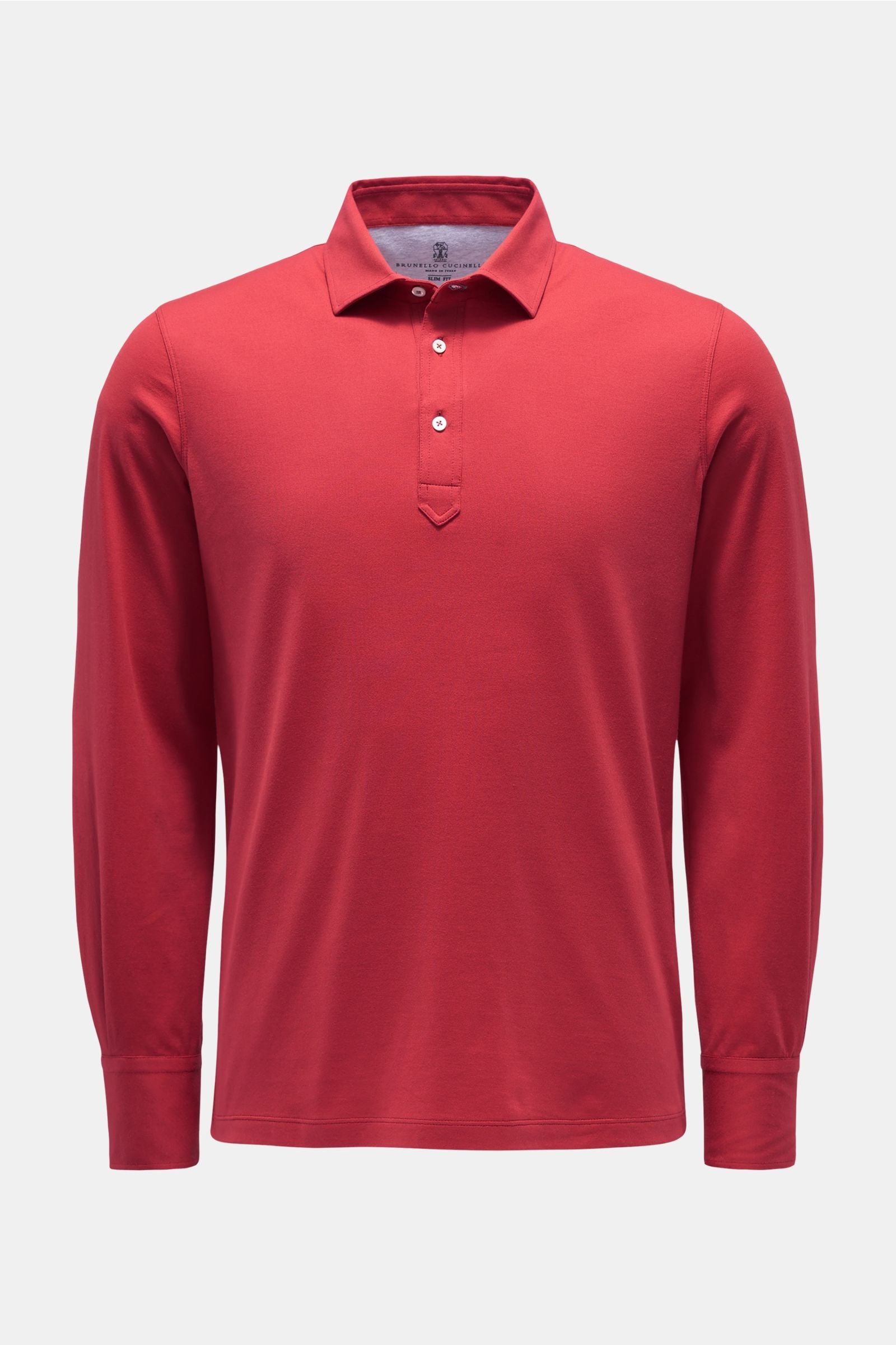Long sleeve polo shirt red