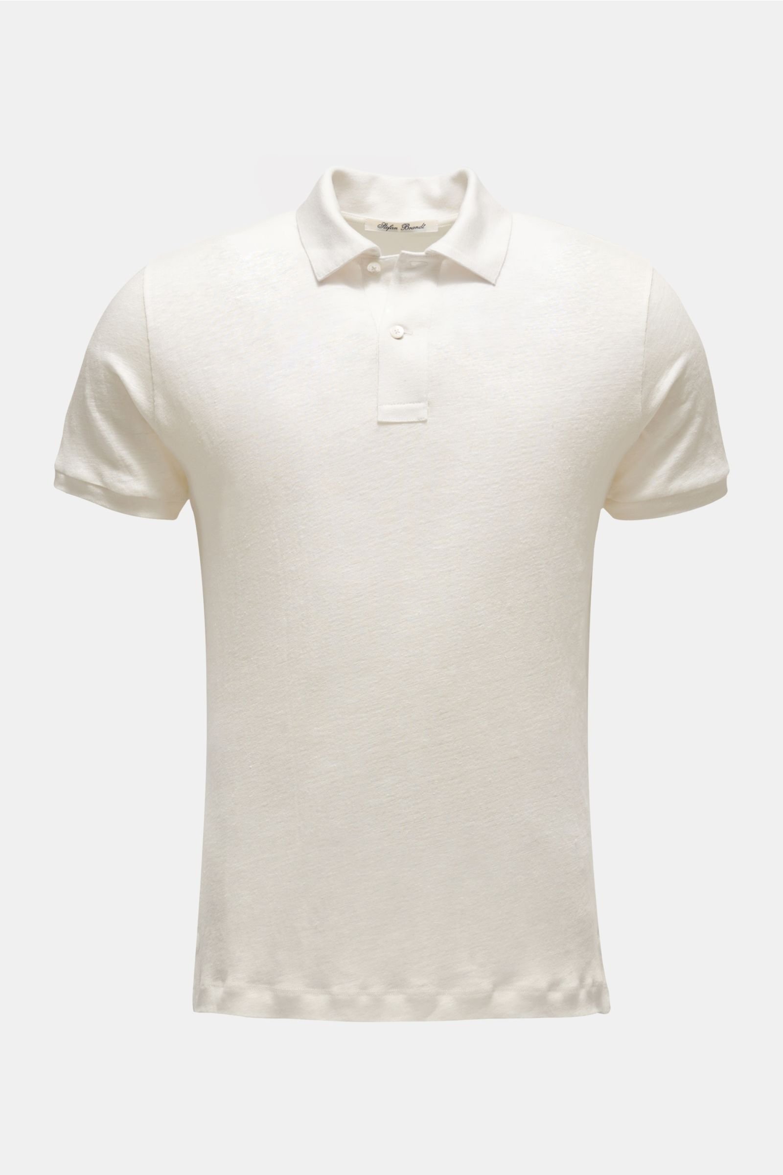 Linen short sleeve knit polo 'Leandro' off-white