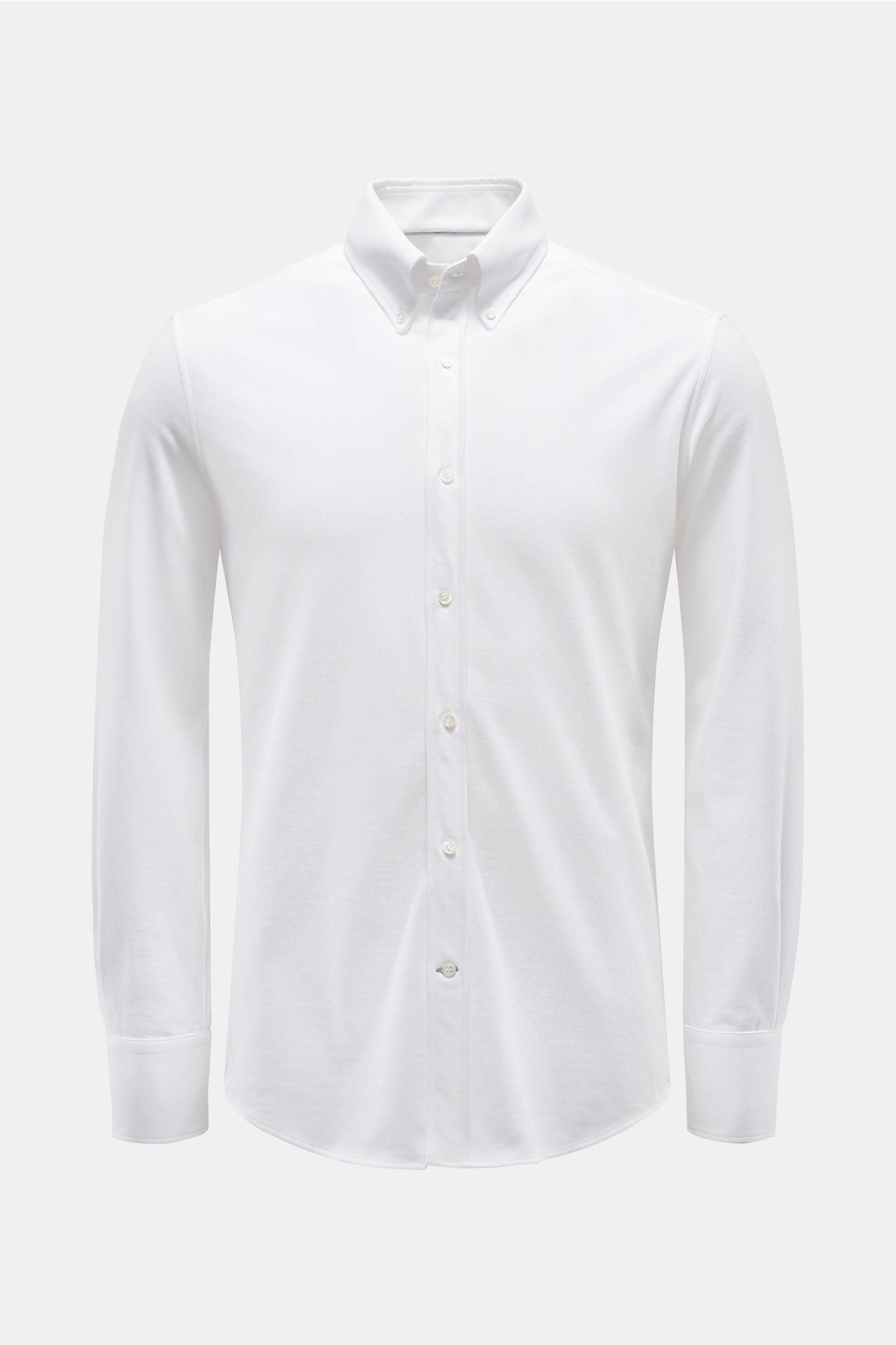 Jersey shirt button-down collar off-white