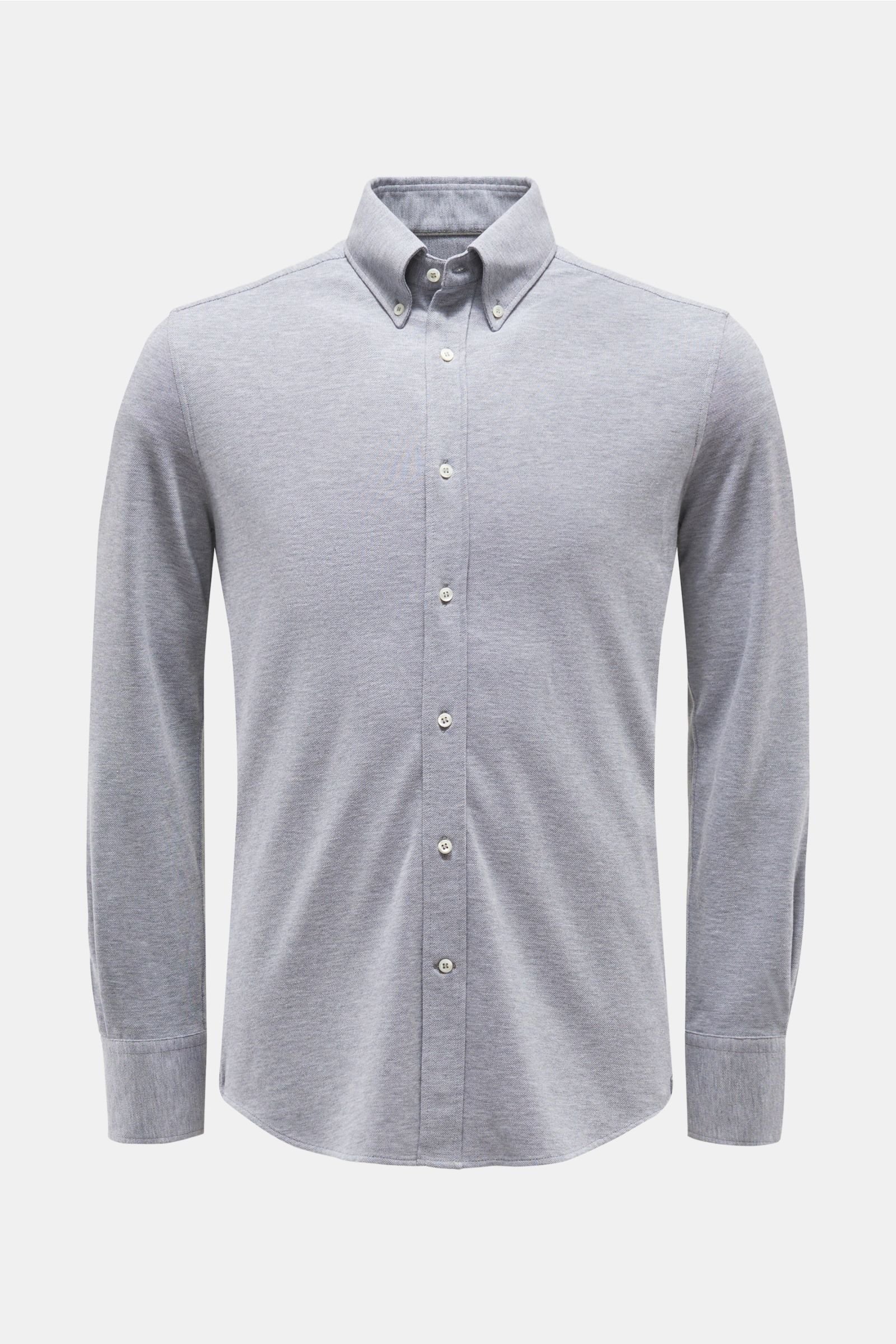 Jersey shirt button-down collar grey