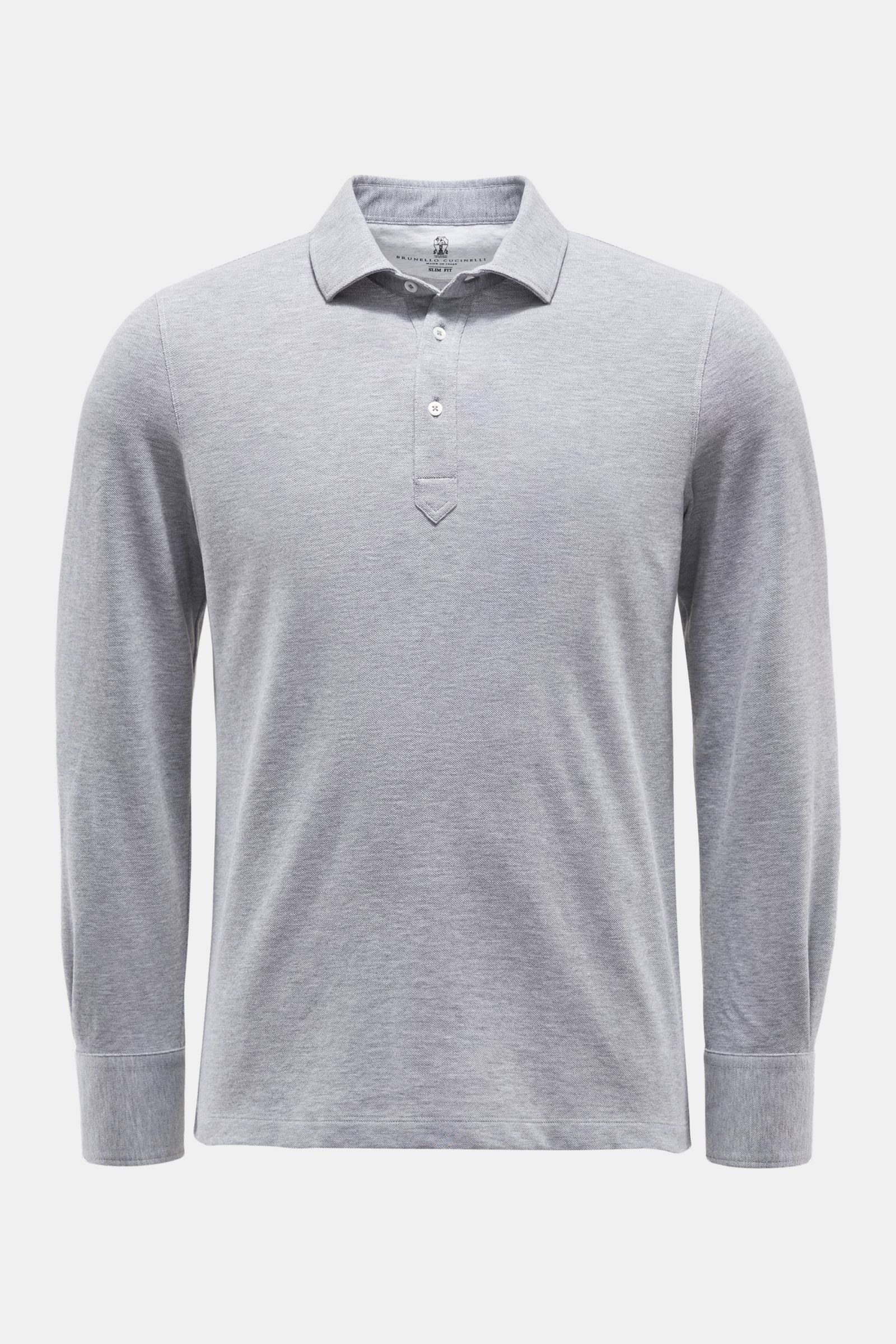 Long sleeve polo shirt grey