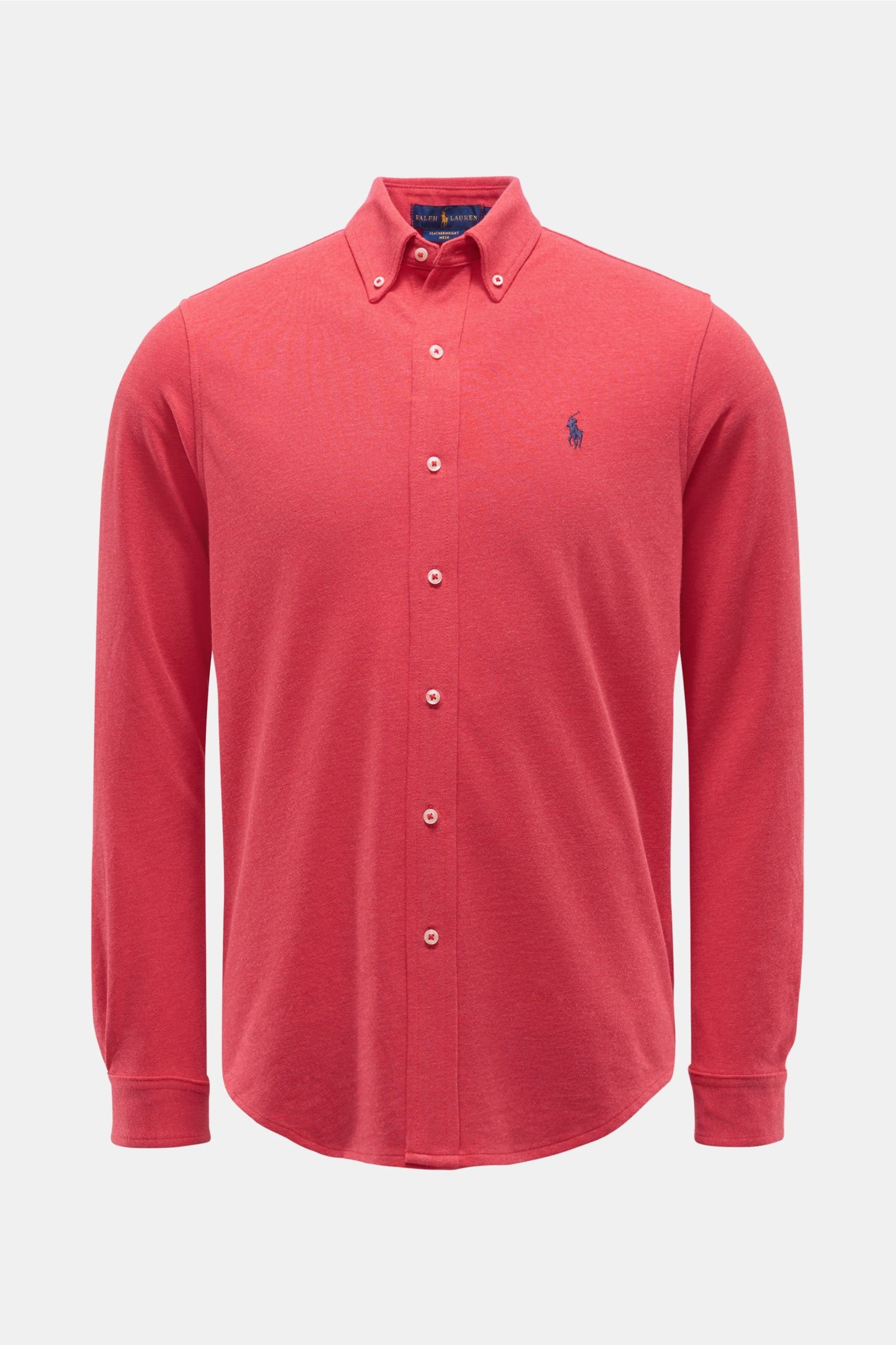 Jersey shirt button-down collar coral