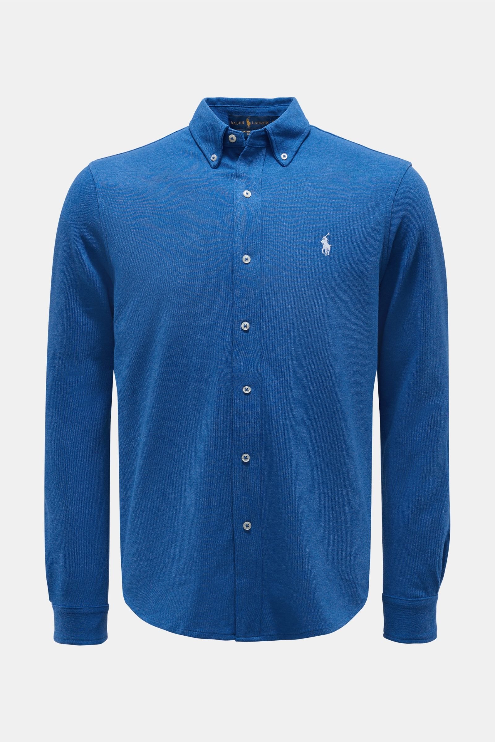 Jersey-Hemd Button-Down-Kragen blau