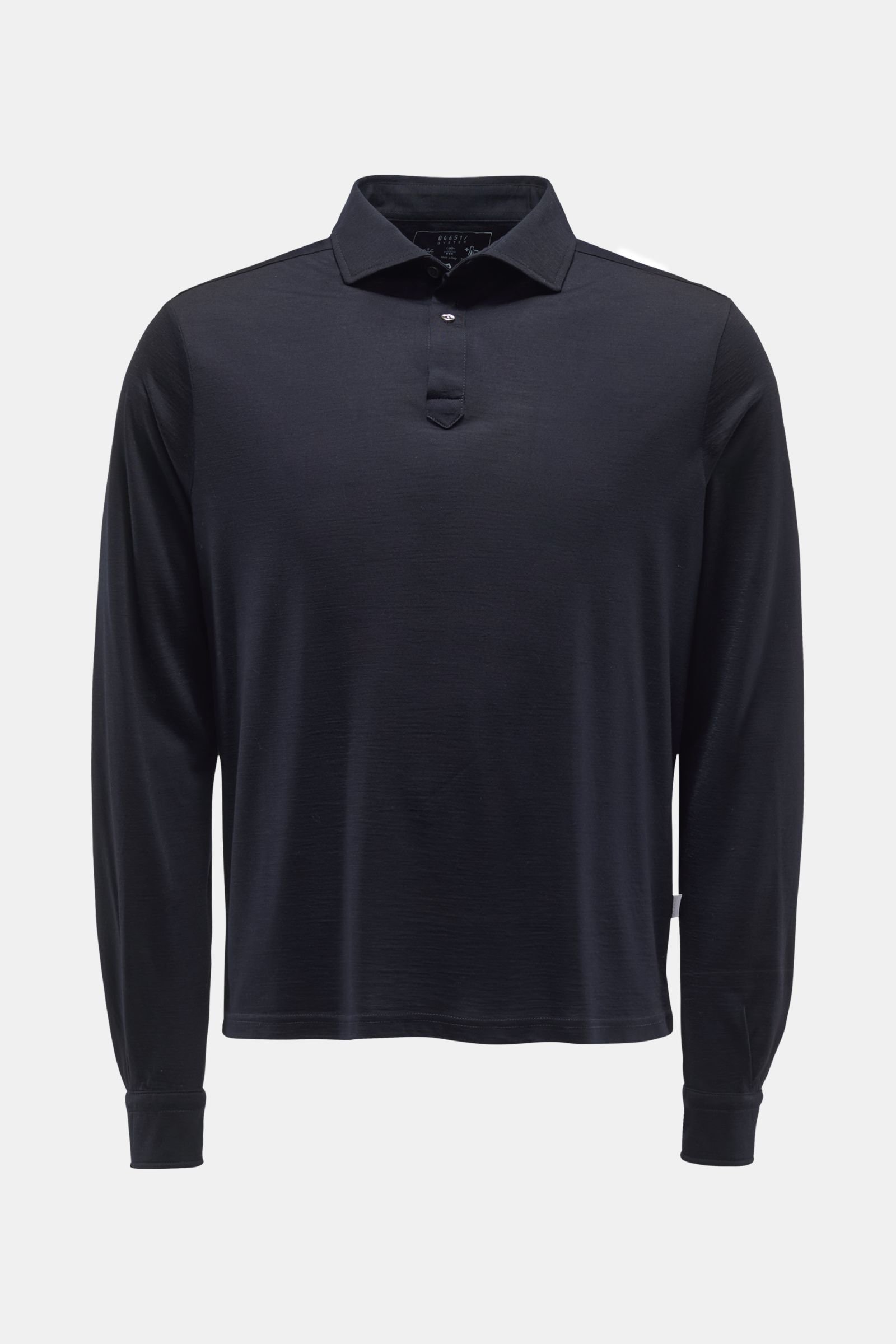 Merino long sleeve polo shirt dark navy