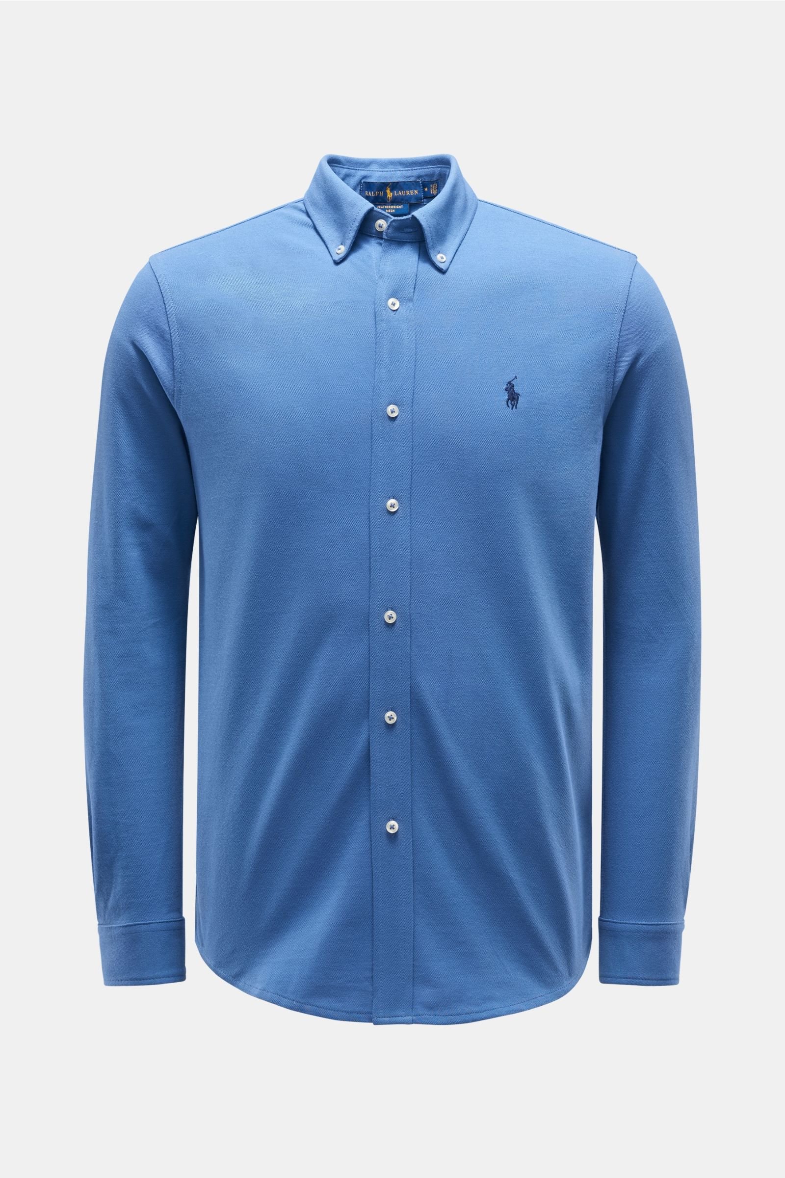 Jersey shirt button-down collar grey-blue