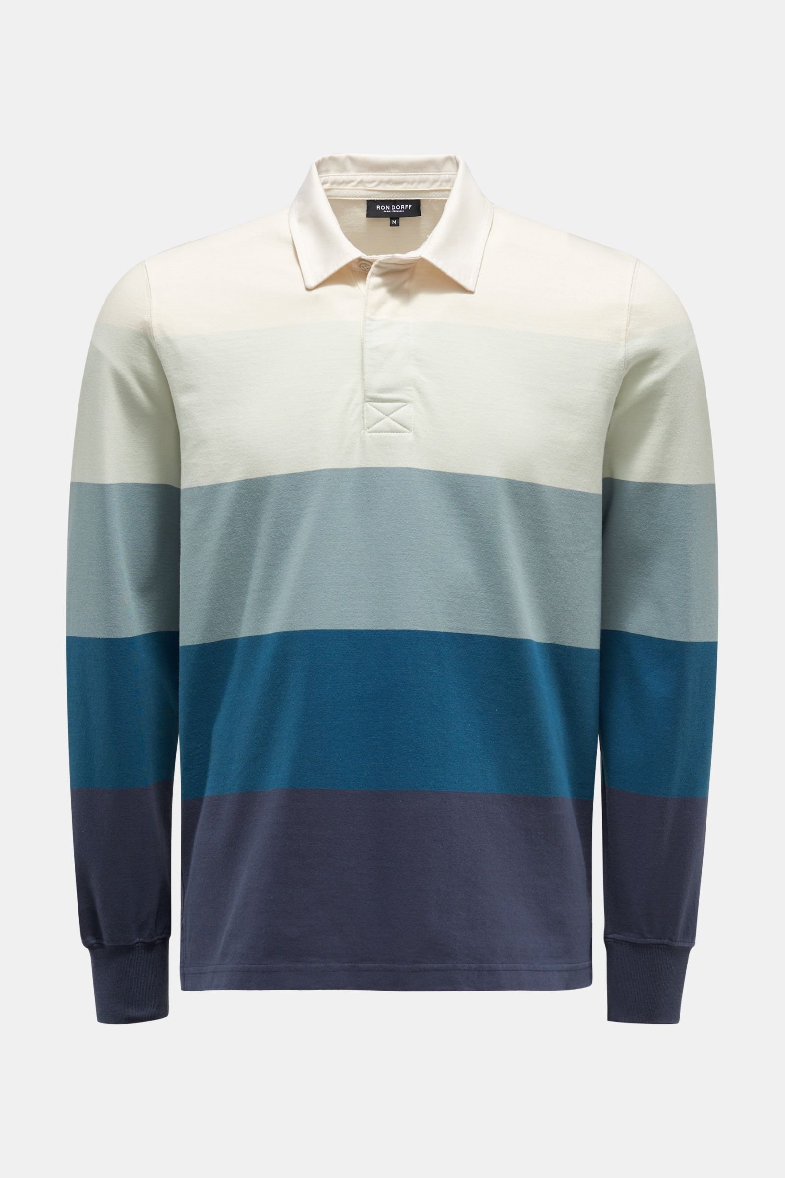 Rugby polo shirt teal/cream striped