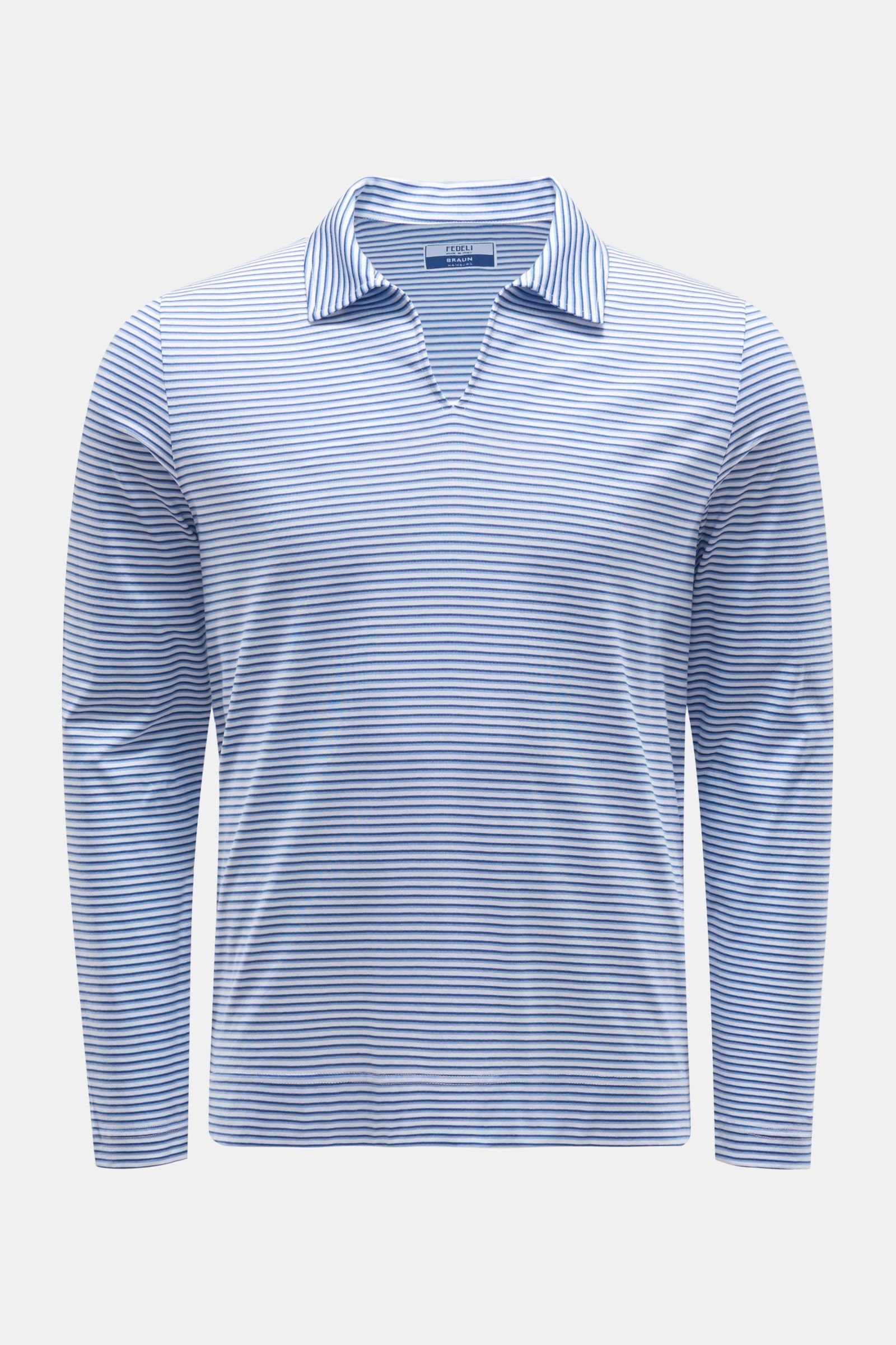 Long sleeve polo shirt 'Peter' navy/white striped