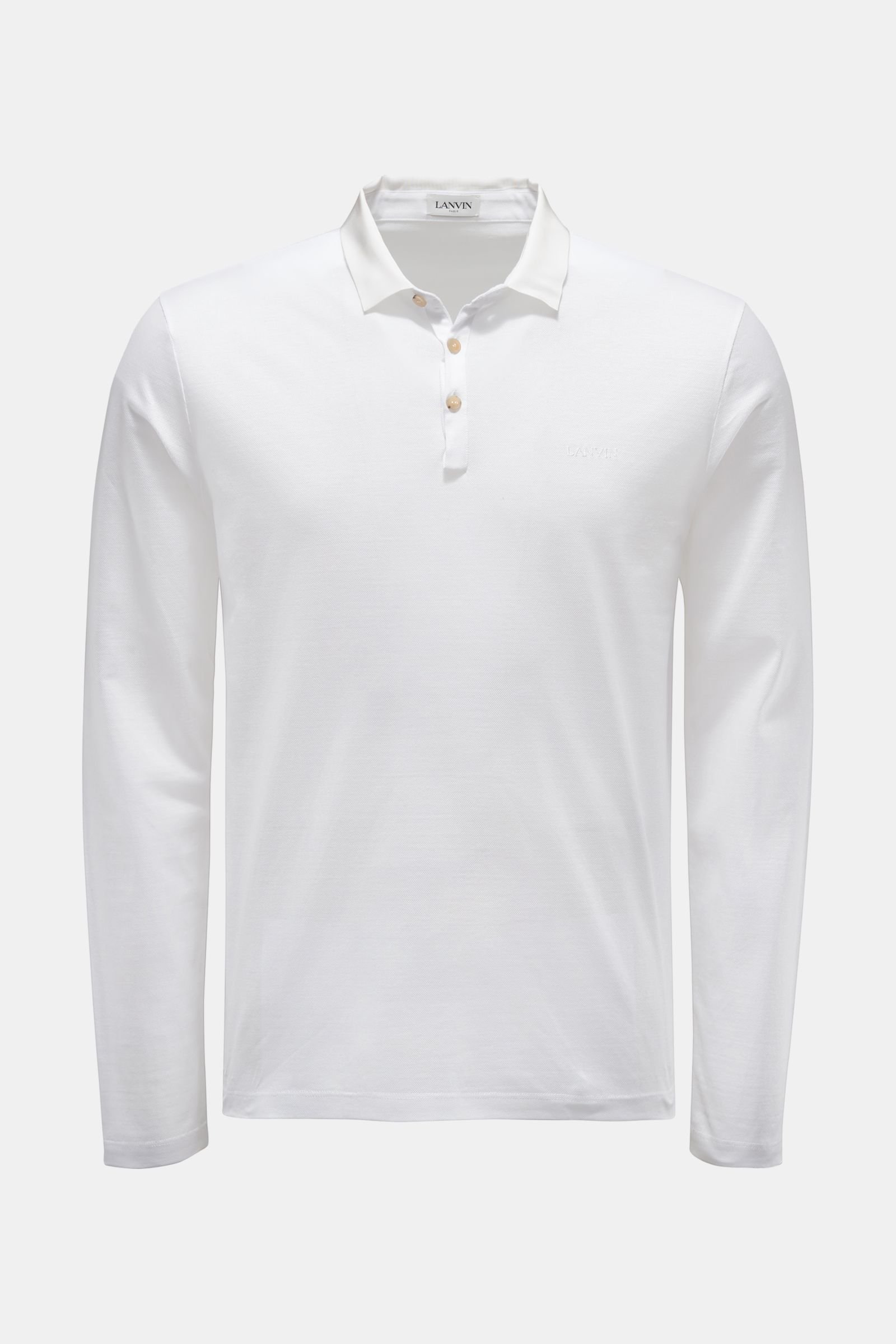 Longsleeve-Poloshirt weiß