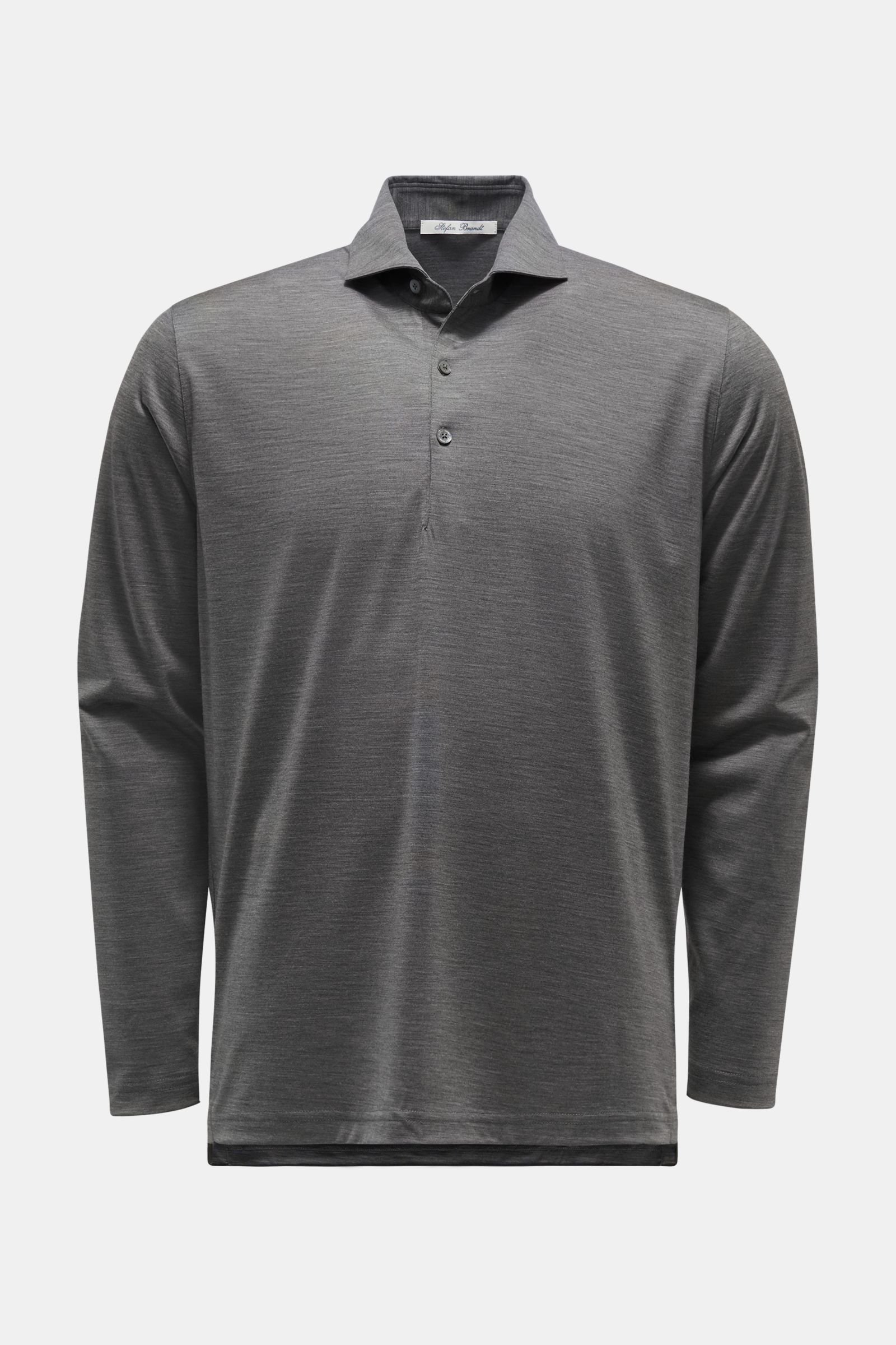 Long sleeve polo shirt 'Luca' dark grey