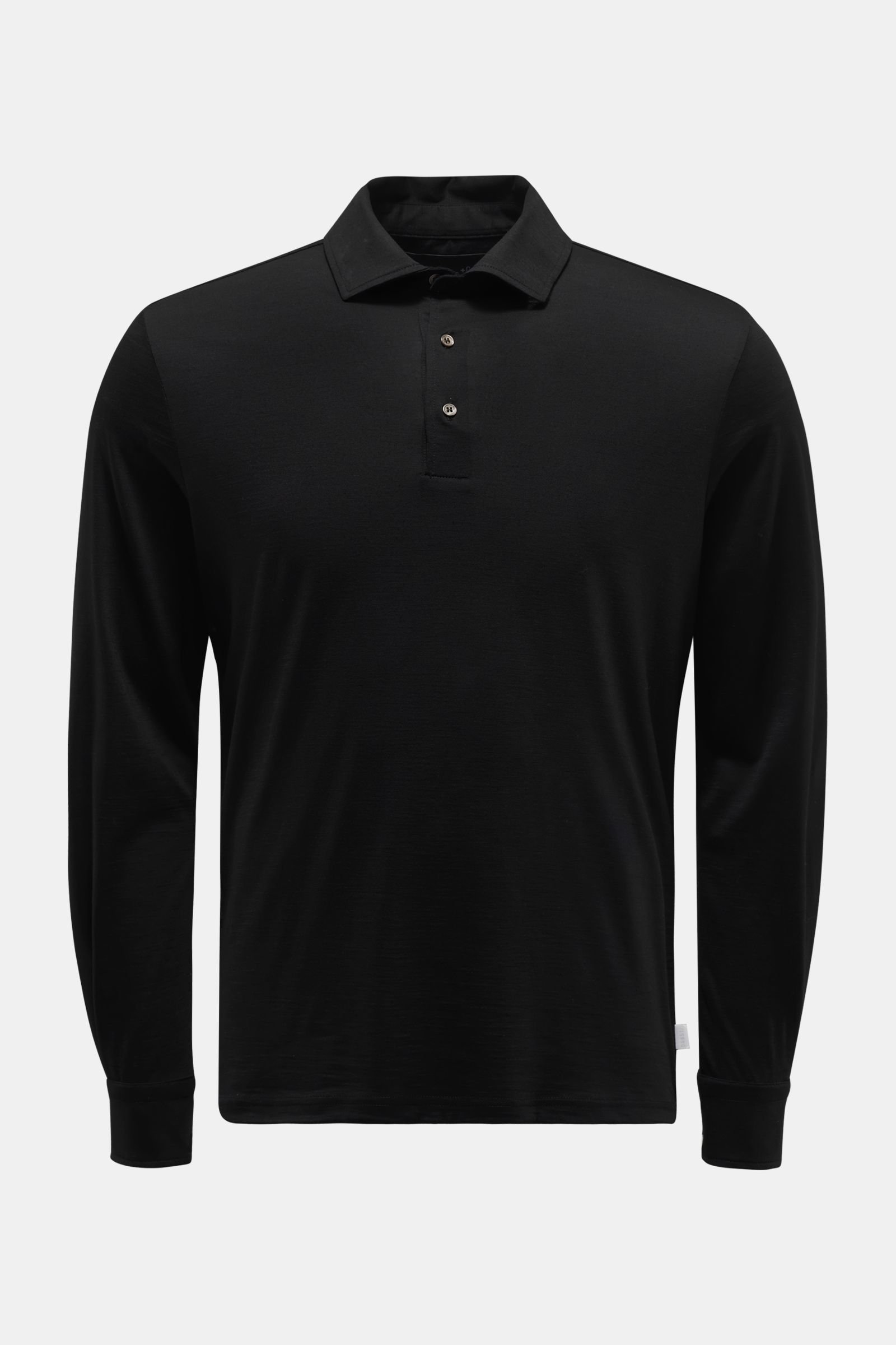 Merino long sleeve polo shirt 'The Merino Popover' black