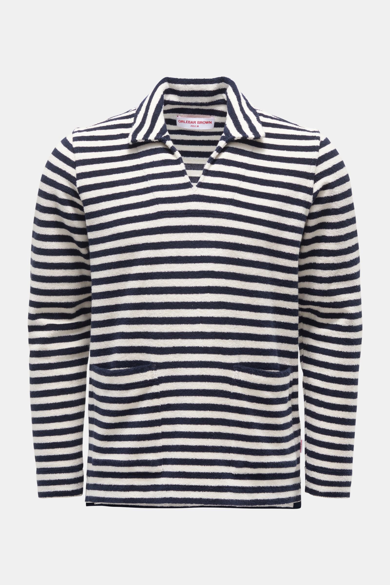 Terry long sleeve polo shirt 'Lincoln' navy/white striped