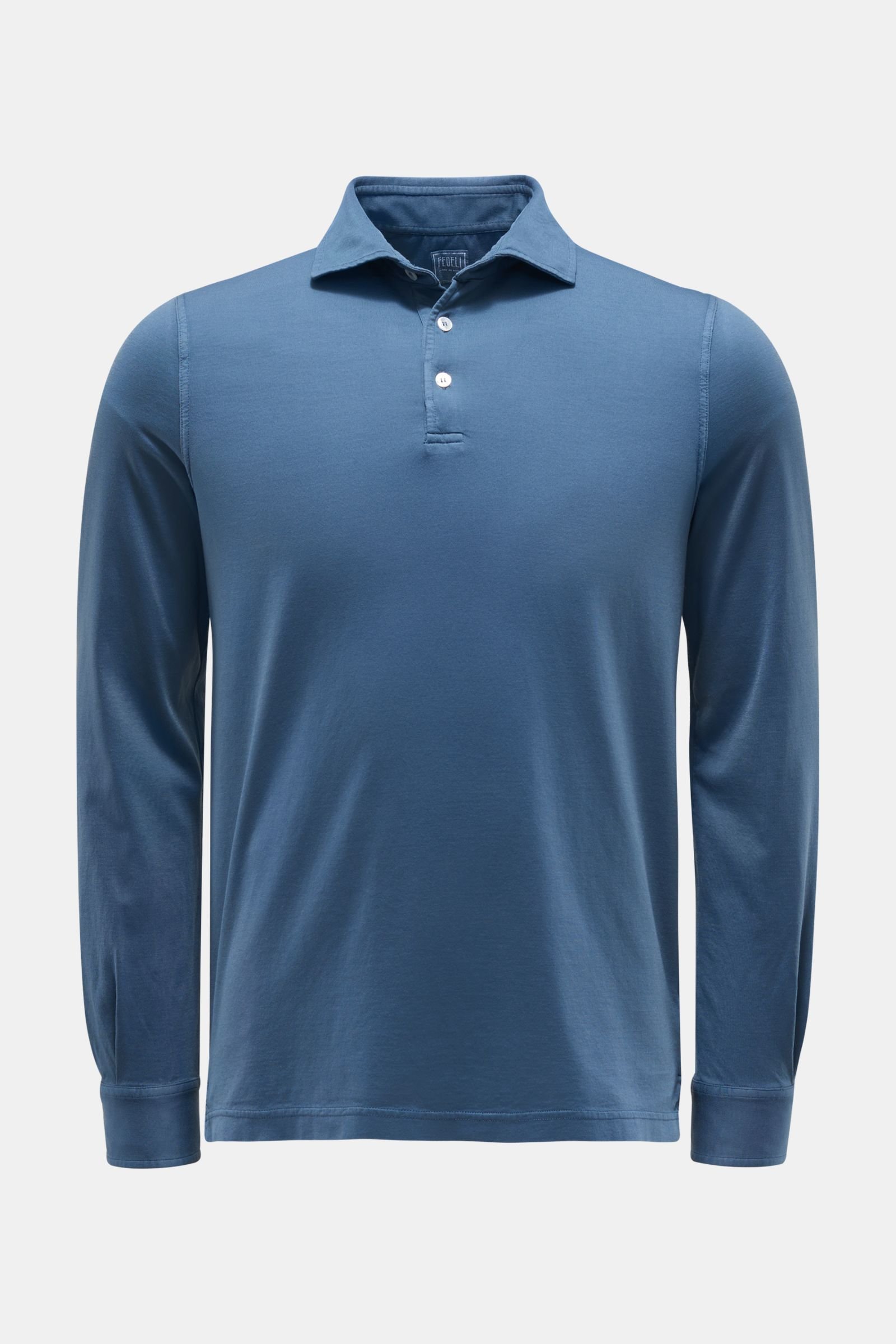 Jersey long sleeve polo shirt 'Zero' grey-blue