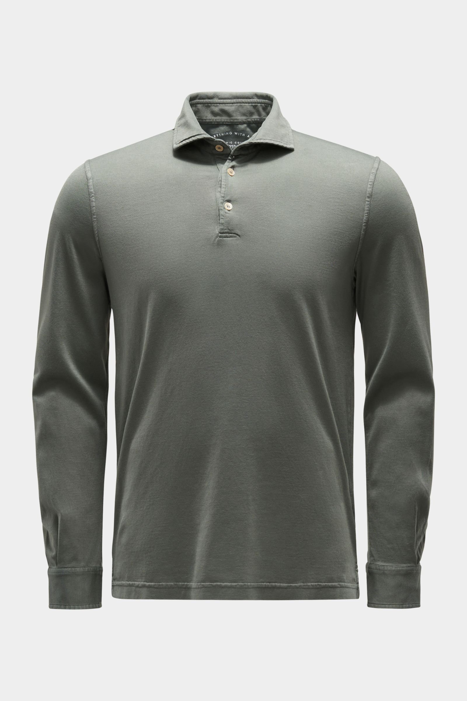 Jersey Longsleeve-Poloshirt 'Zero' graugrün