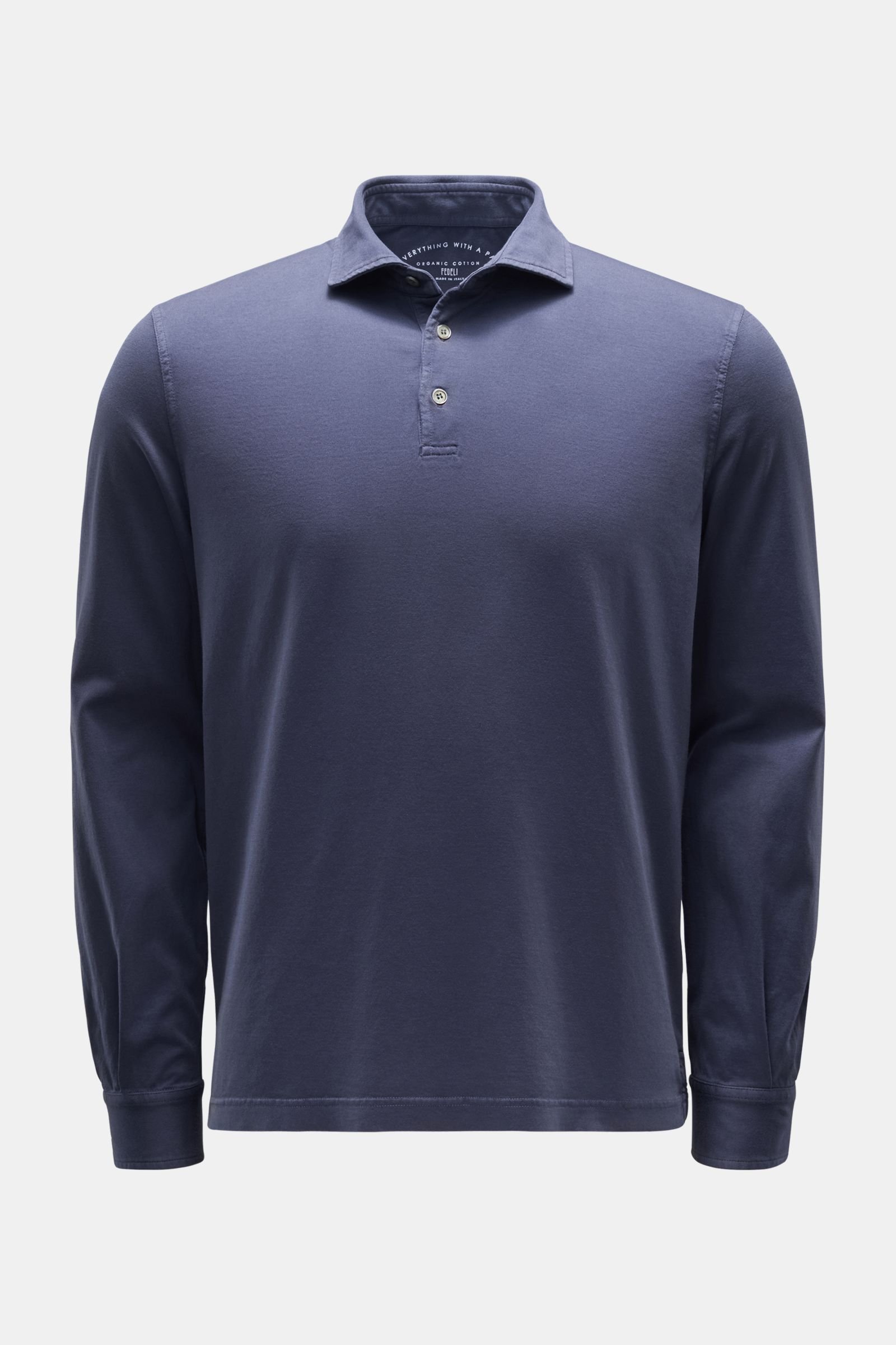 Jersey long sleeve polo shirt 'Zero' grey-blue