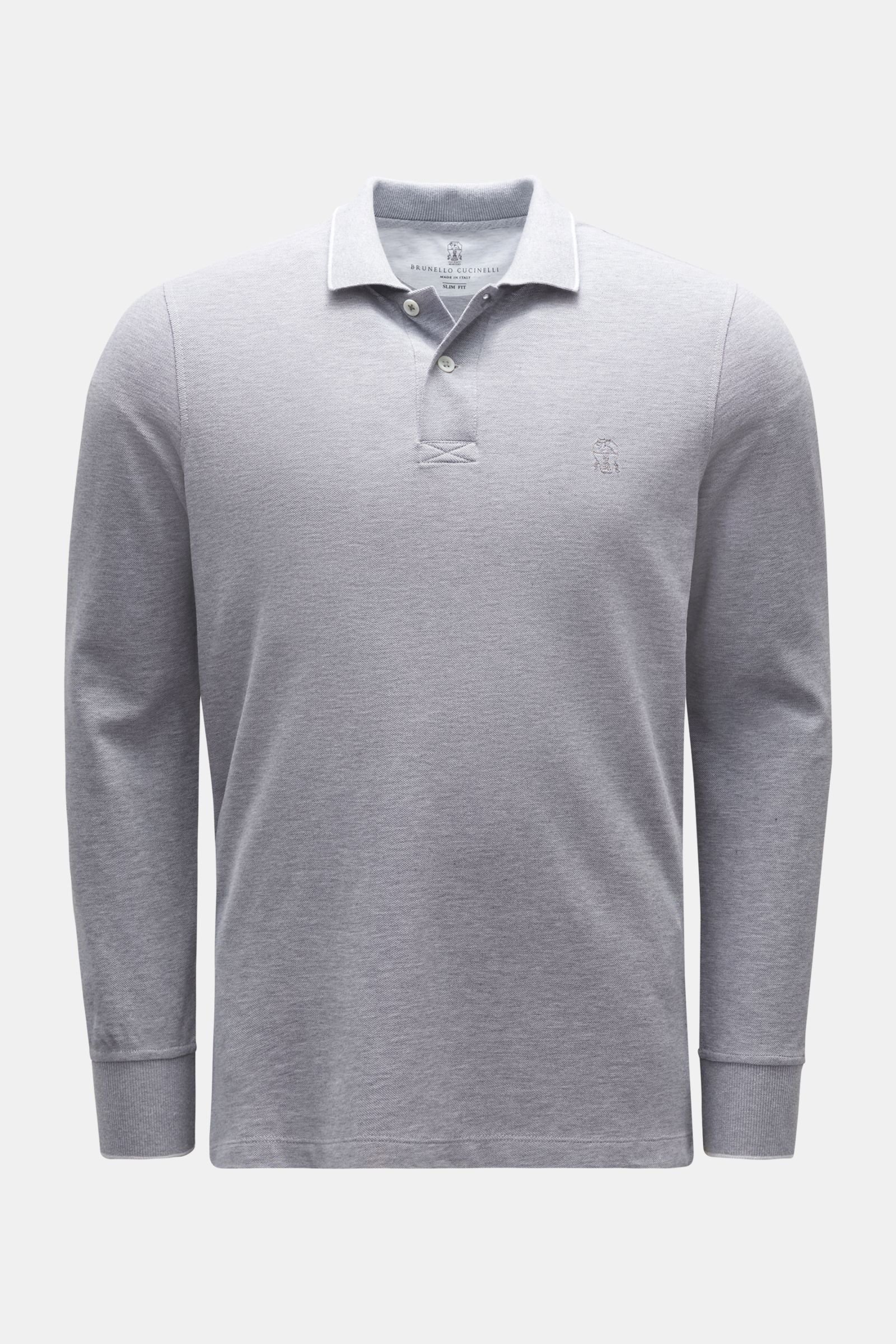 Long sleeve polo shirt grey
