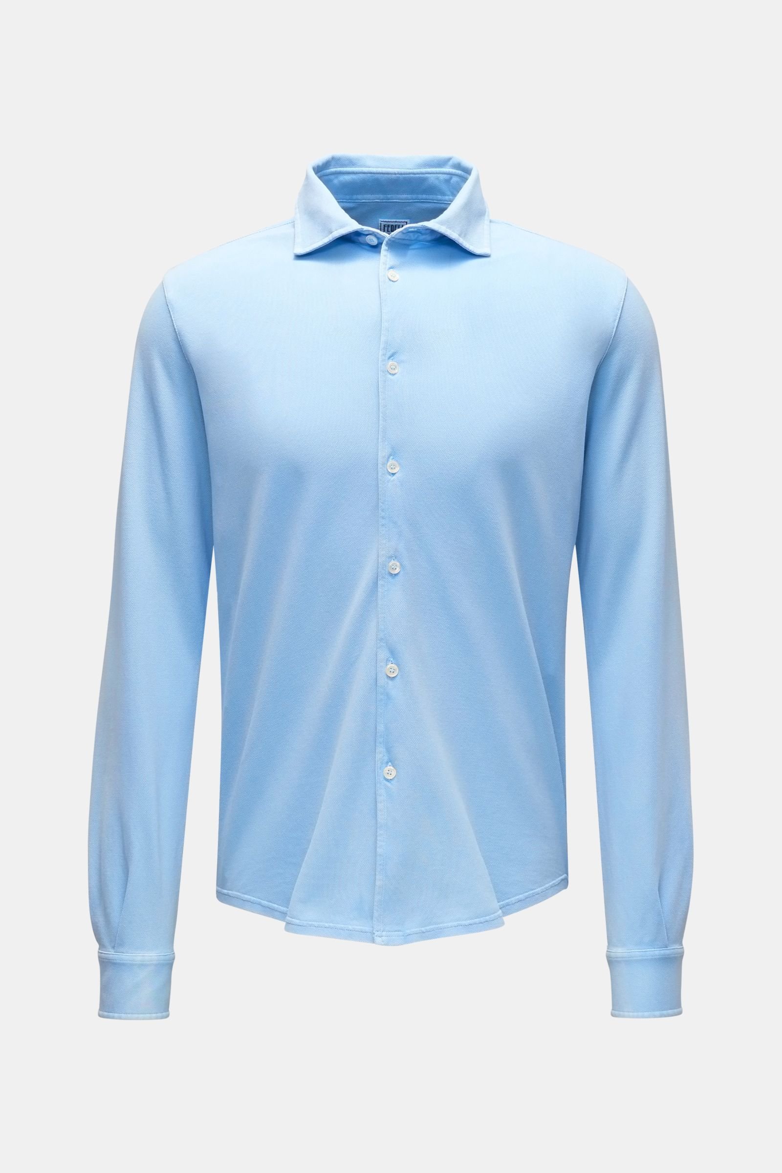 Piqué shirt 'Steve' slim collar light blue