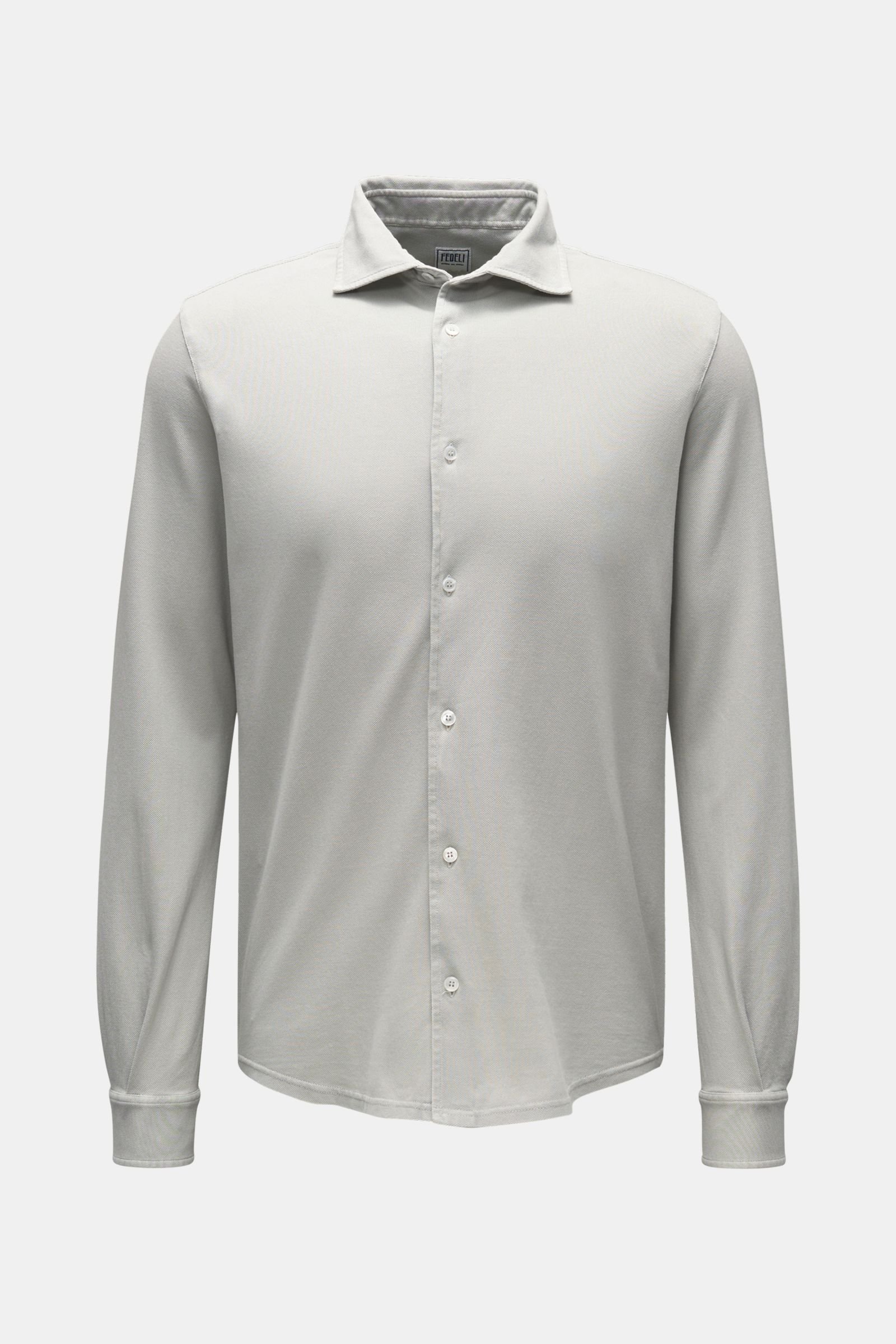 Piqué shirt 'Steve' slim collar light grey
