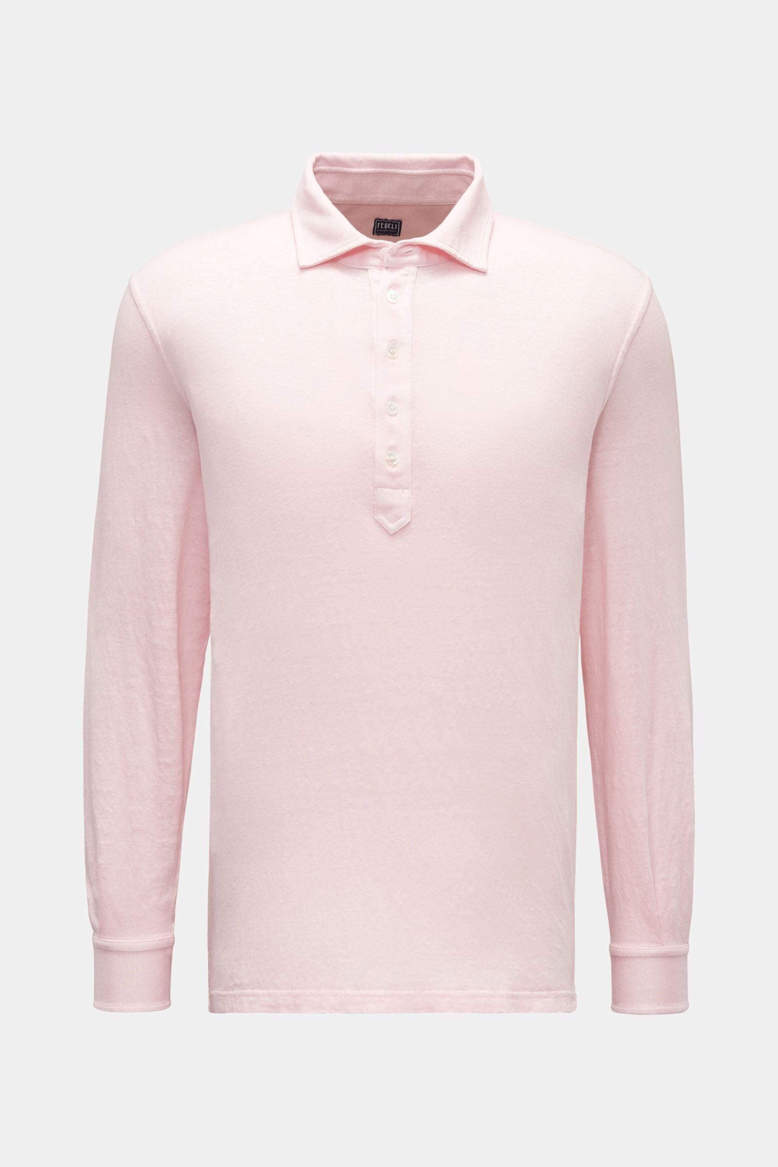 Leinen Longsleeve-Poloshirt 'Five ML' rosé