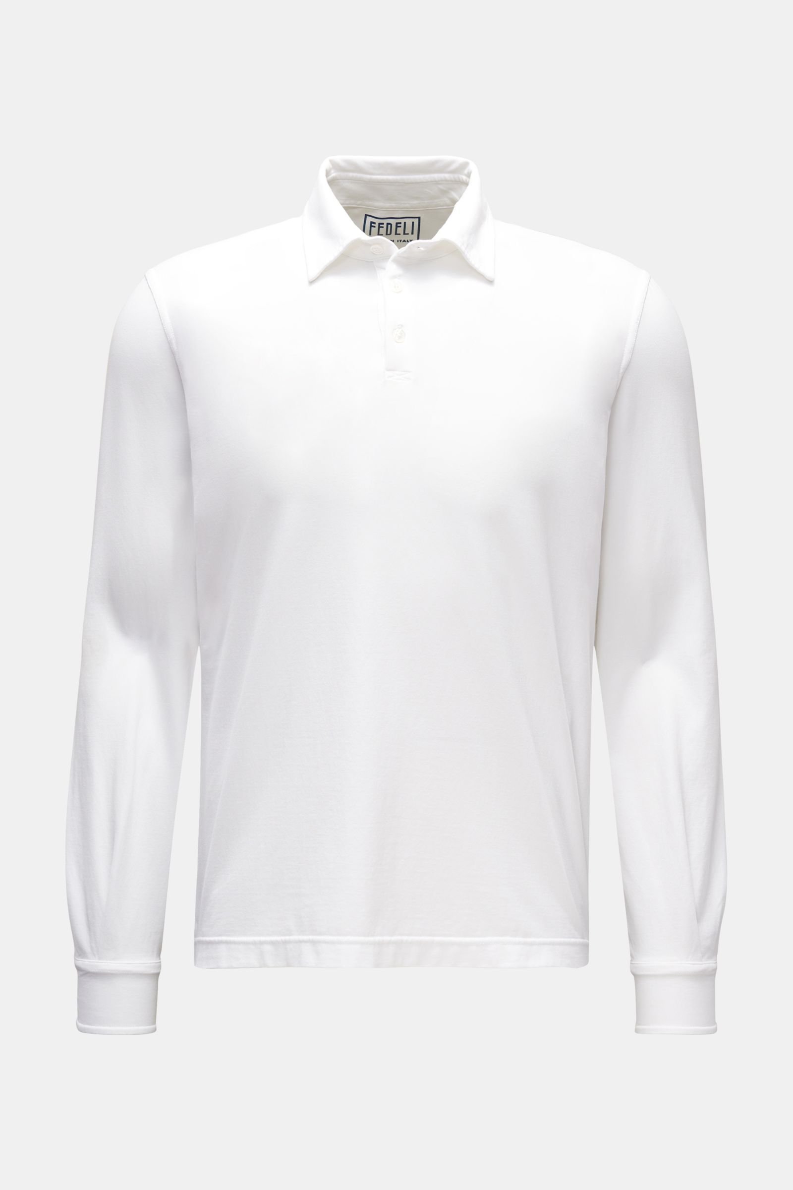 Long sleeve polo shirt 'Alby' white