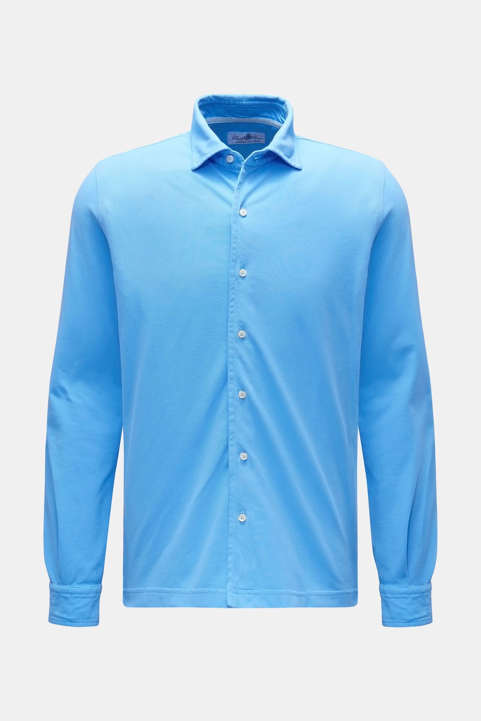 Piqué shirt shark collar blue