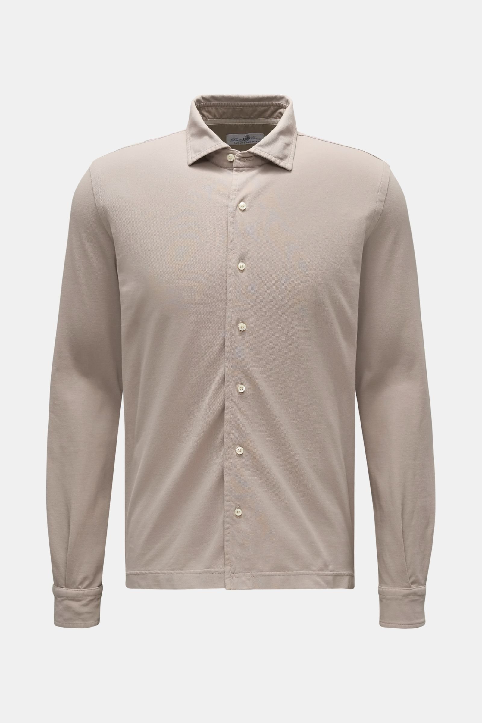 Piqué shirt shark collar grey-brown