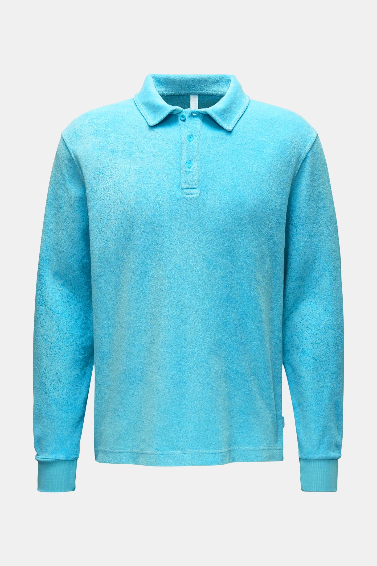 Terry long sleeve polo shirt turquoise