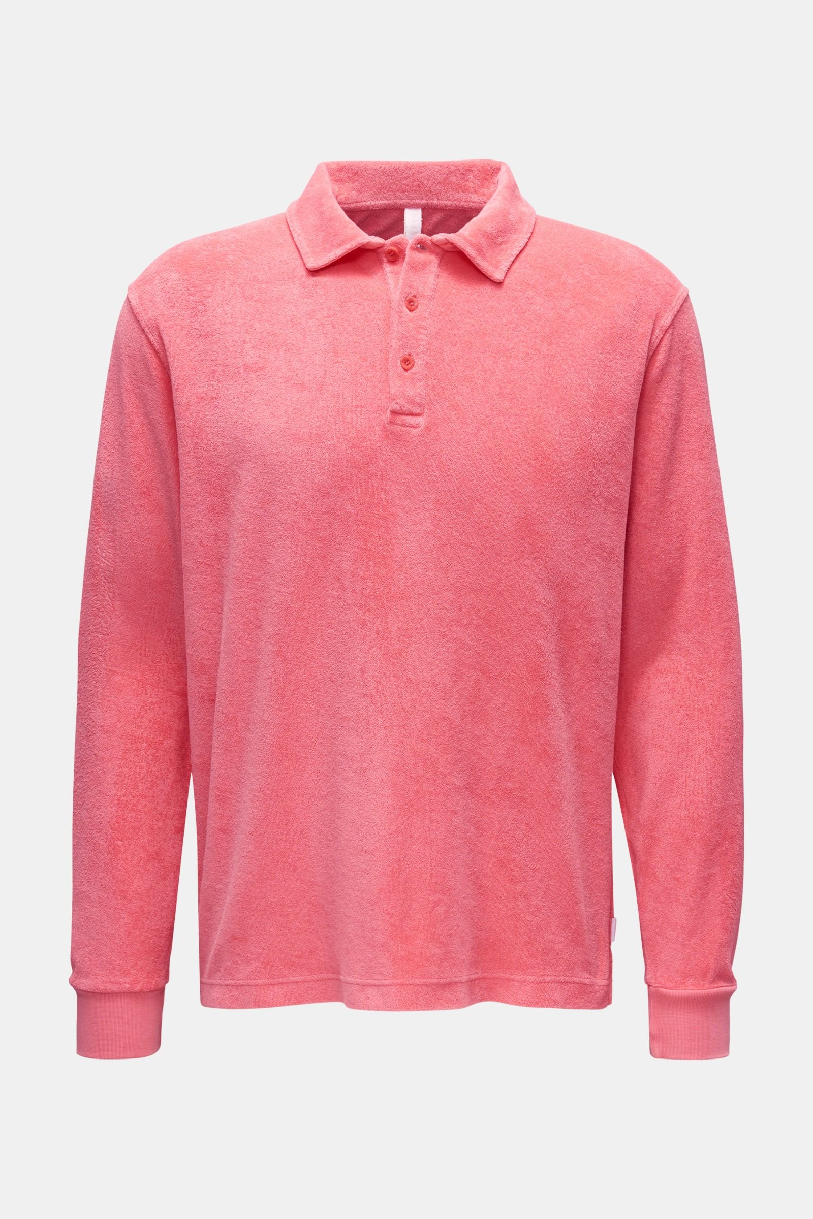 Terry long sleeve polo shirt coral