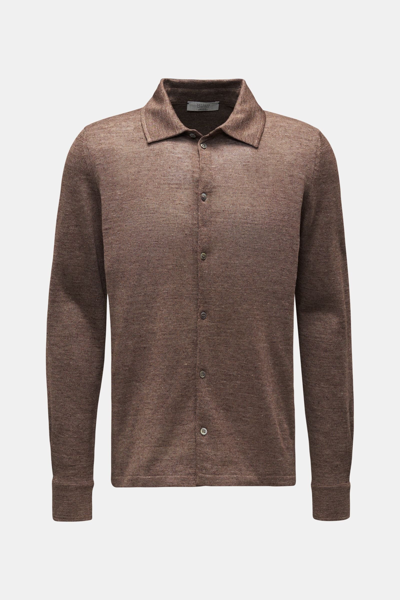 Knit shirt slim collar brown