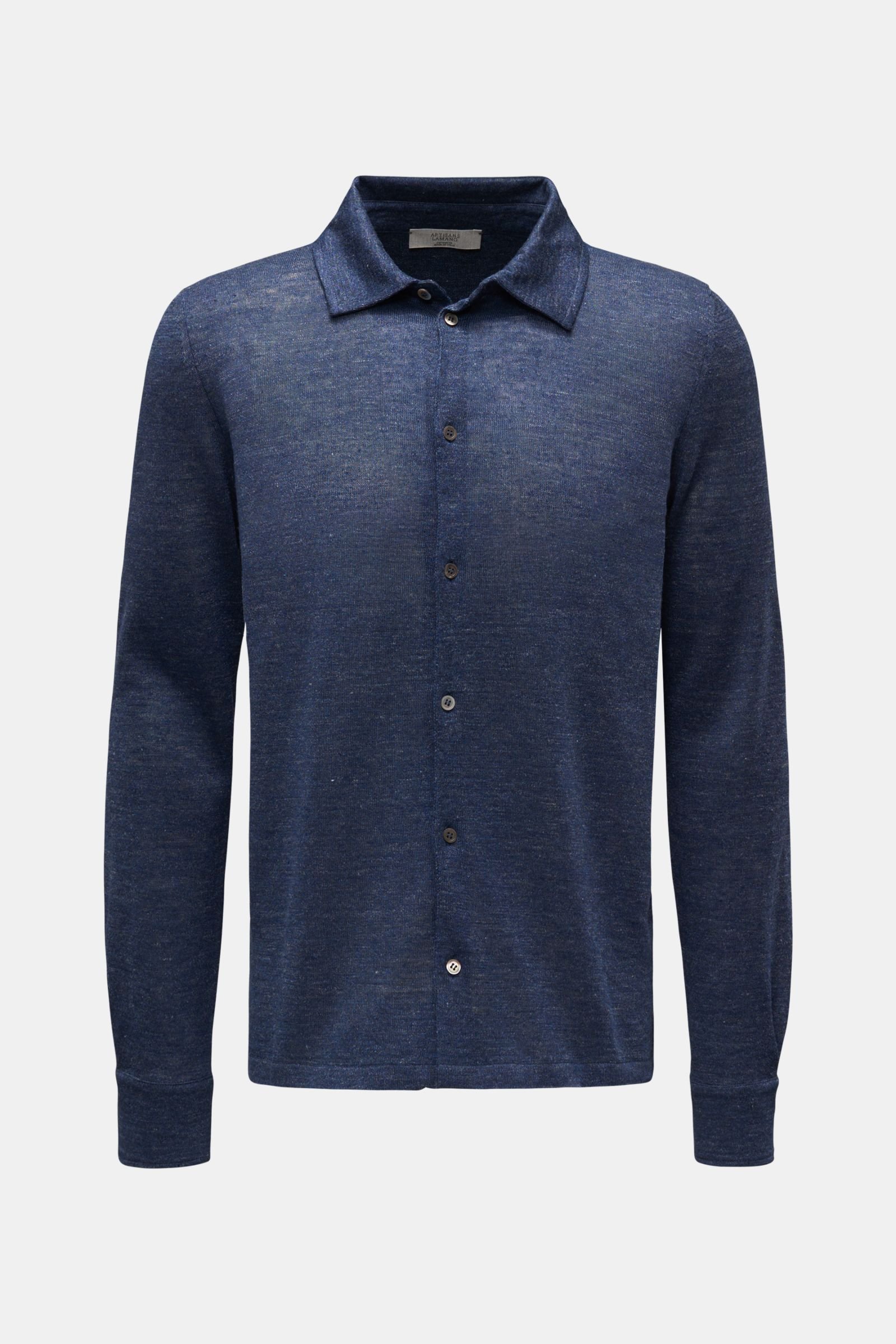 Knit shirt slim collar grey-blue