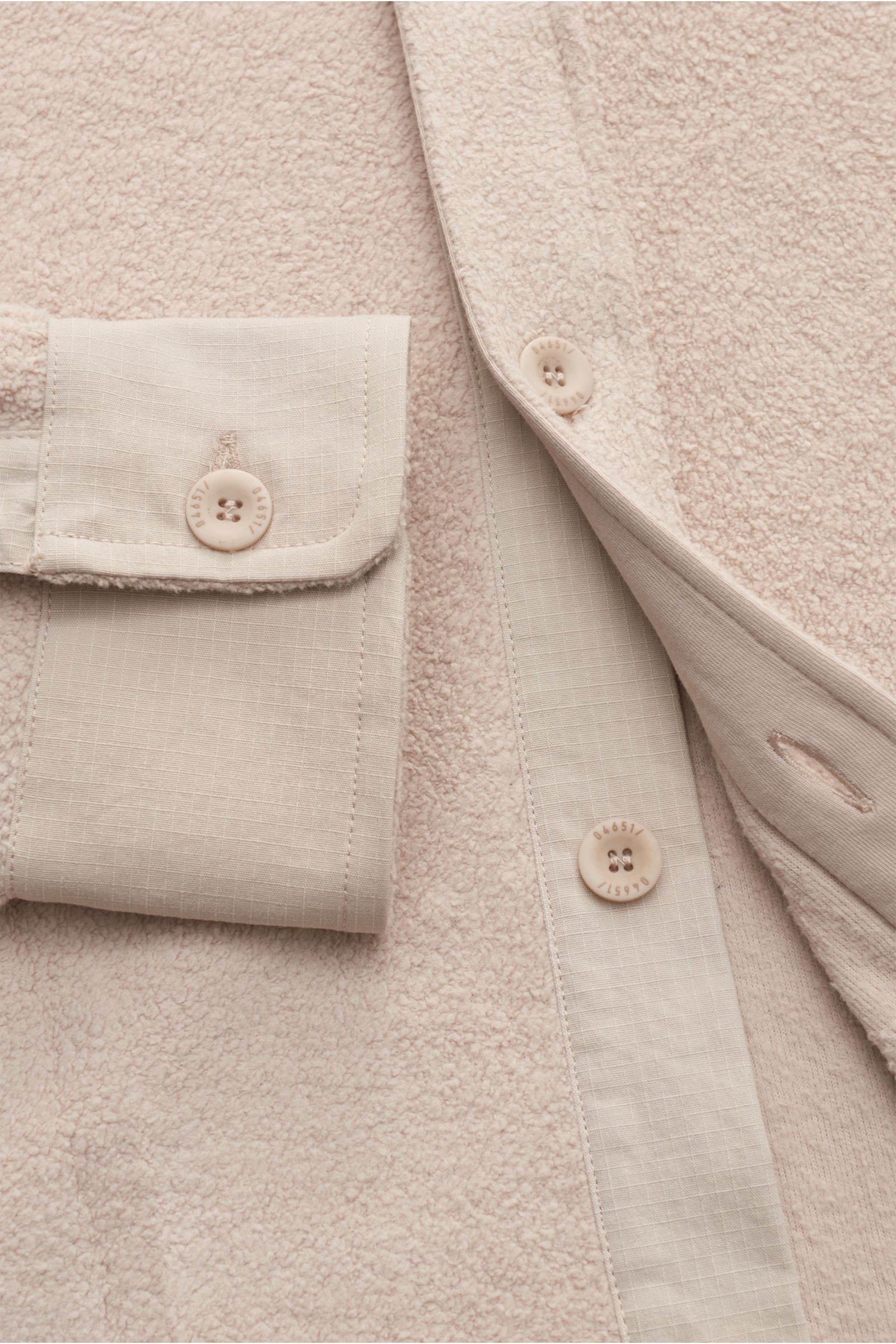 04651/ A trip in a bag Fleece-Hemd 'Oyster' beige