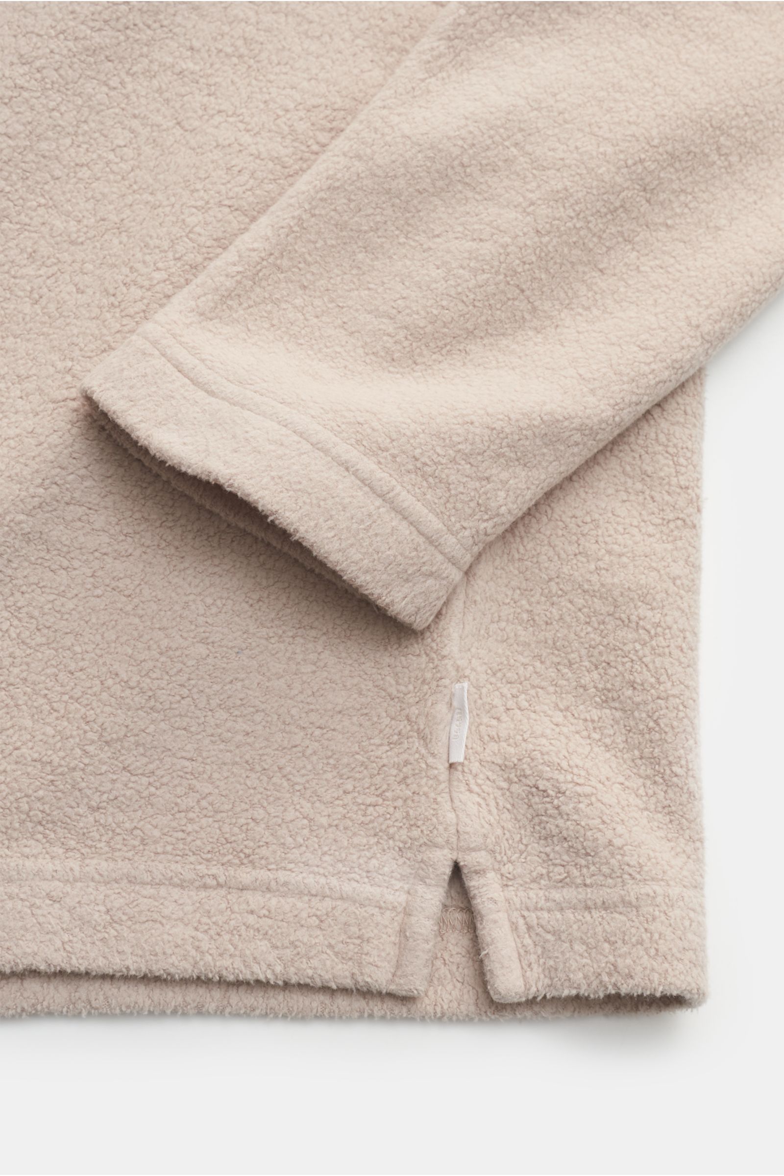 04651/ A trip in a bag Fleece-Longsleeve-Poloshirt 'Oyster' beige