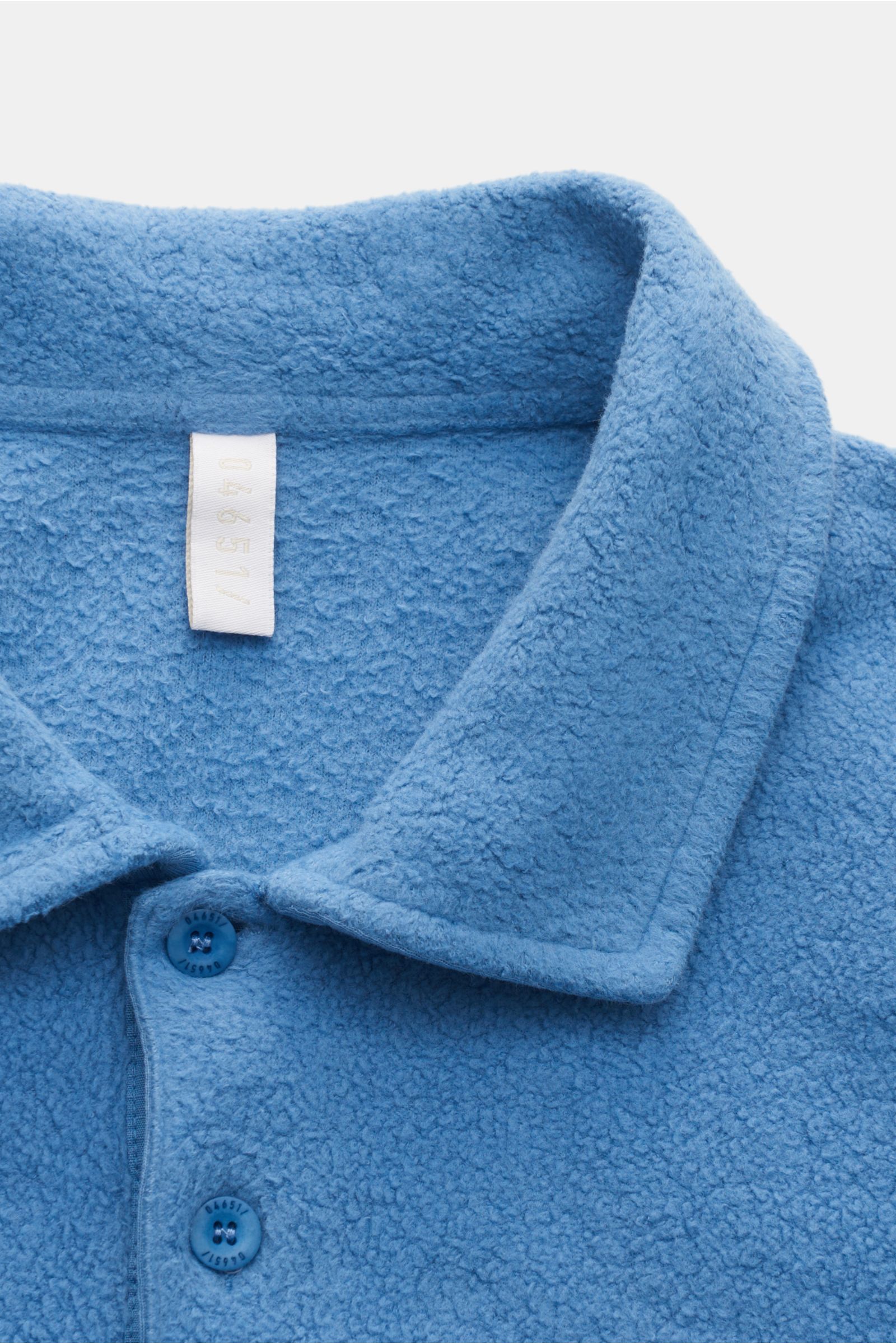 04651/ A trip in a bag Fleece-Longsleeve-Poloshirt 'Oyster' rauchblau