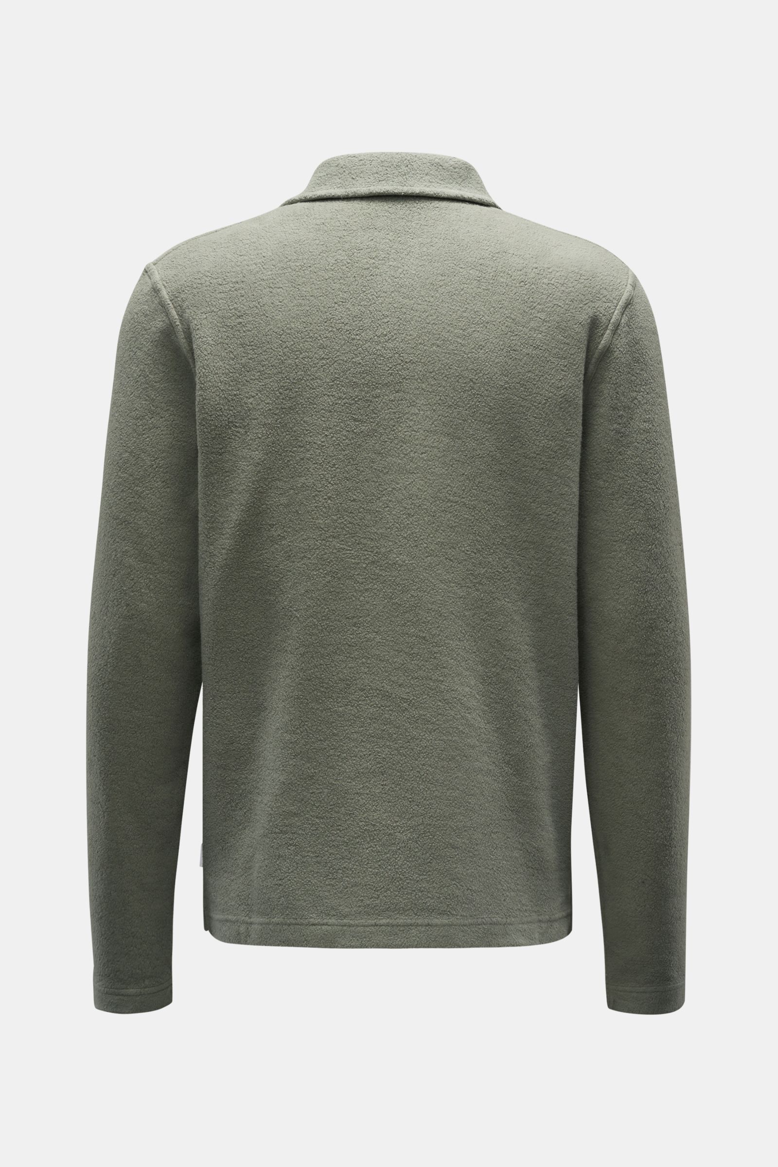 04651/ A trip in a bag Fleece-Longsleeve-Poloshirt 'Oyster' graugrün