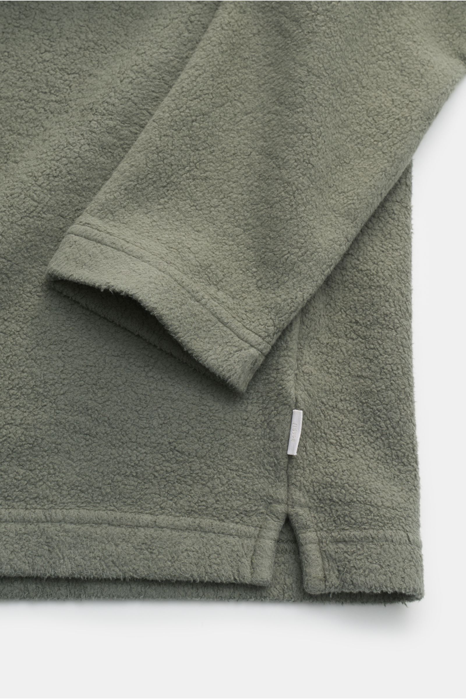 04651/ A trip in a bag Fleece-Longsleeve-Poloshirt 'Oyster' graugrün