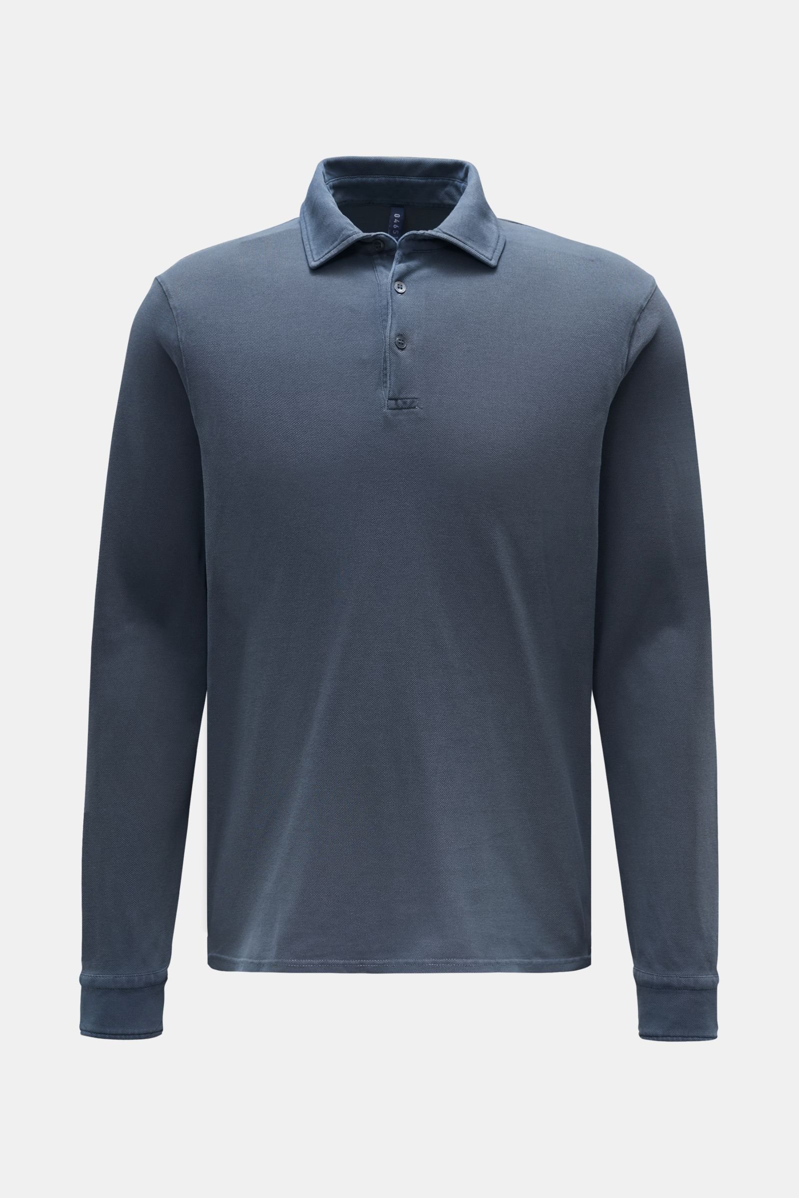 Long sleeve polo shirt grey-blue