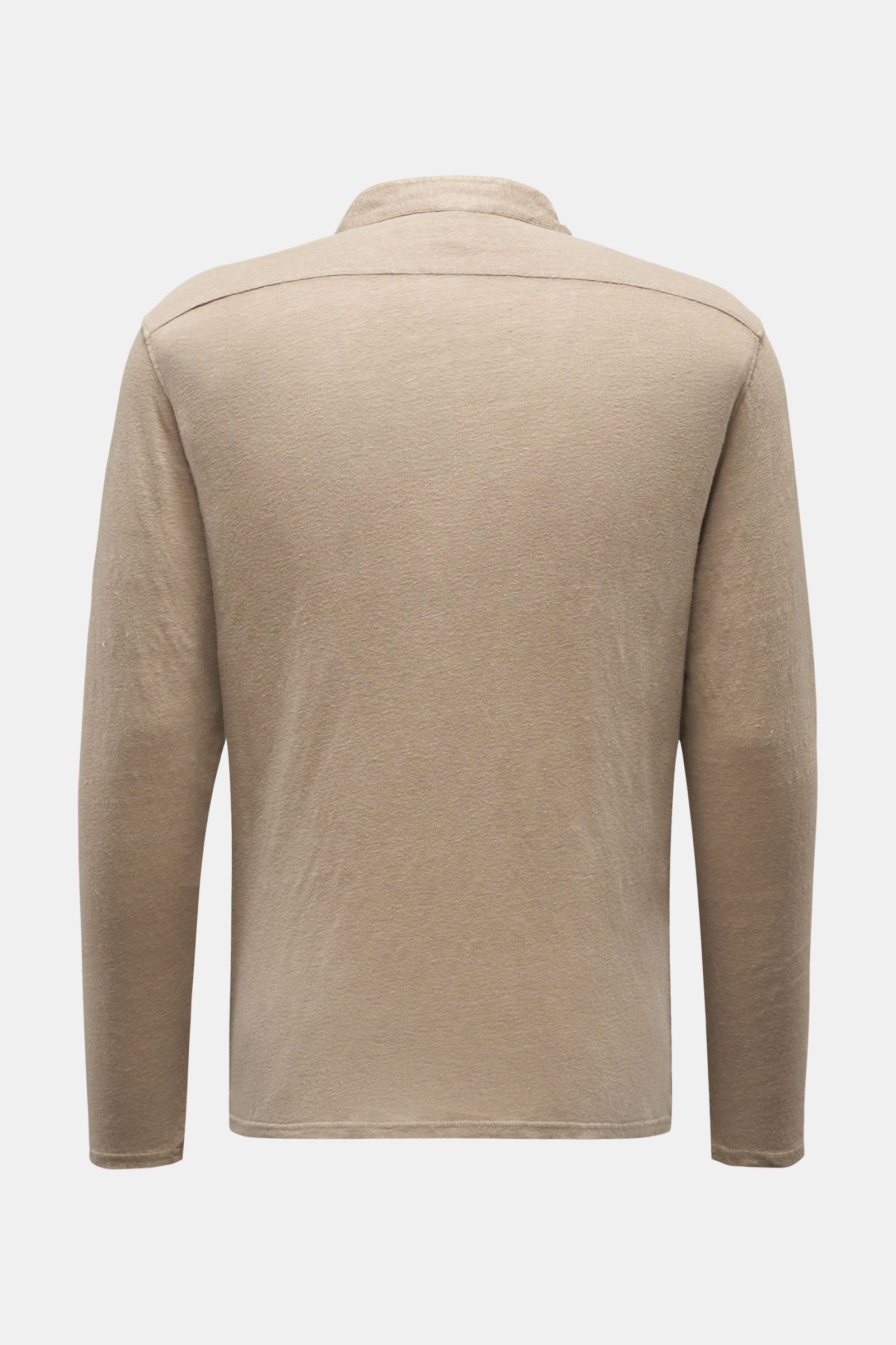 04651/ A trip in a bag Leinen Henley-Shirt beige