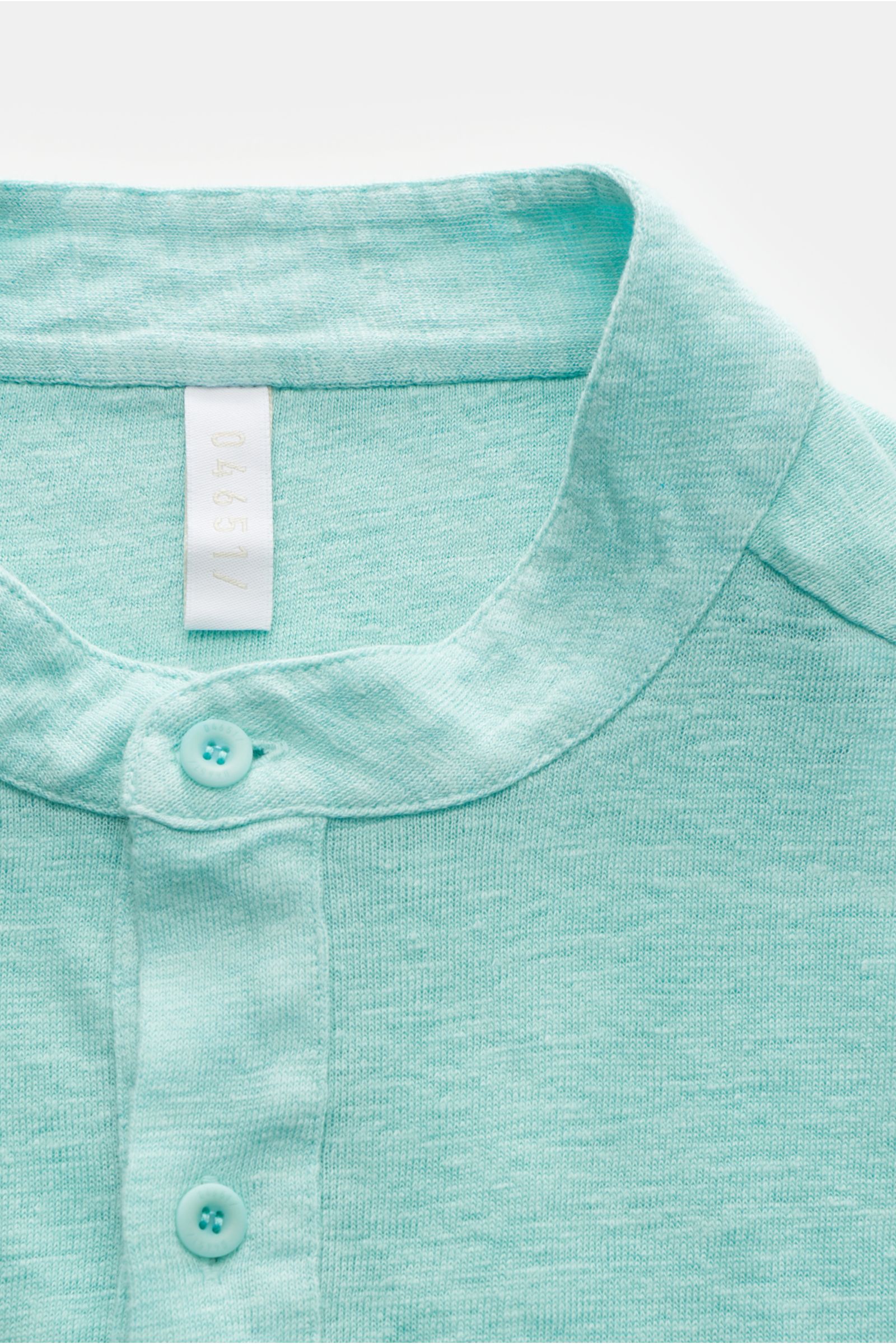 04651/ A trip in a bag Leinen Henley-Shirt türkis